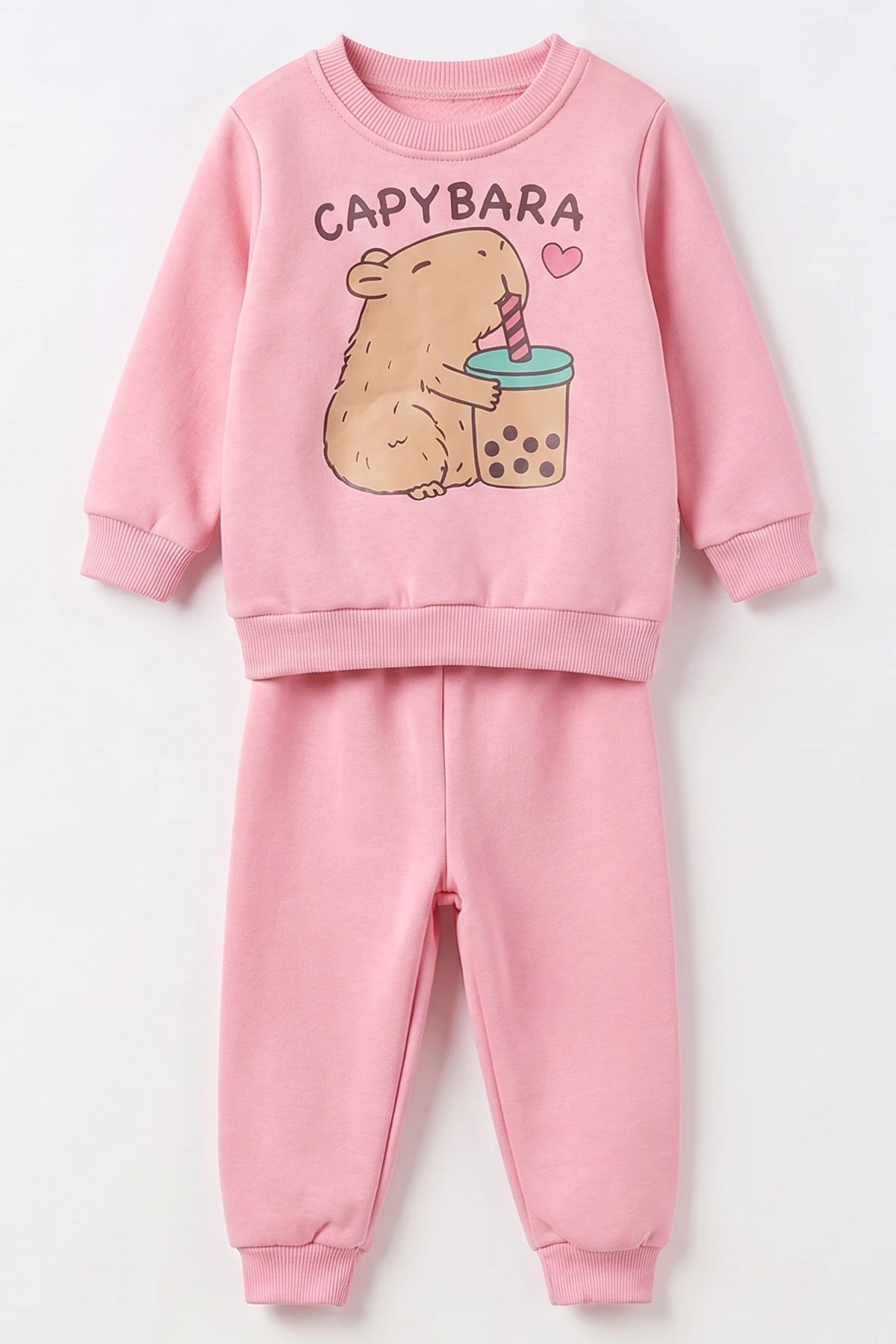 Pembe (1-3 Yaş)  Baskılı 3 İp Şardonlu Kız Çocuk&Bebek Kışlık Takım 494455