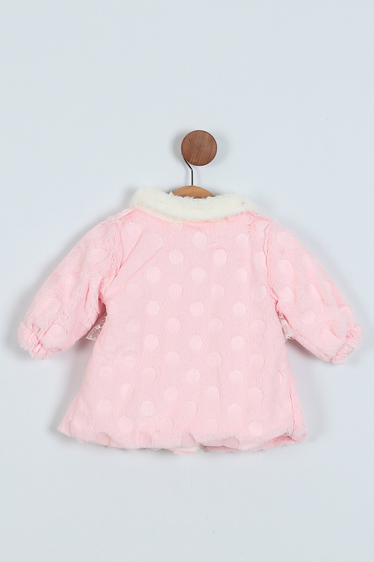 Pembe (1-3 Yaş) Düğmeli Kürklü Kız Bebe Mont 223319