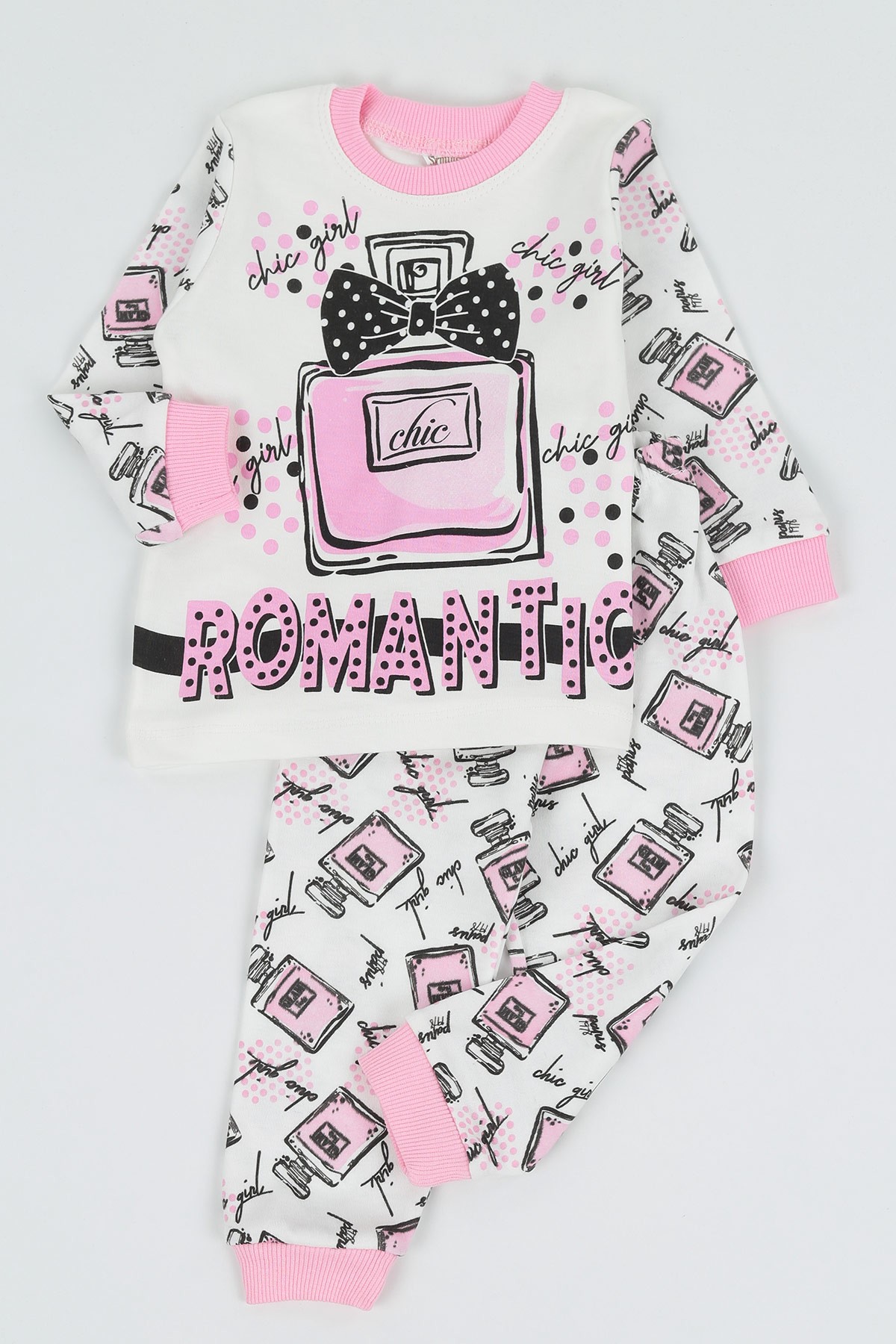 Pembe (1-3 Yaş) Parfümlü Desen Kız Çocuk Pijama Takım 135556