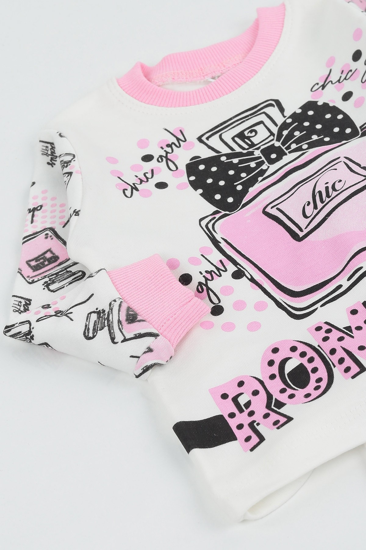 Pembe (1-3 Yaş) Parfümlü Desen Kız Çocuk Pijama Takım 135556