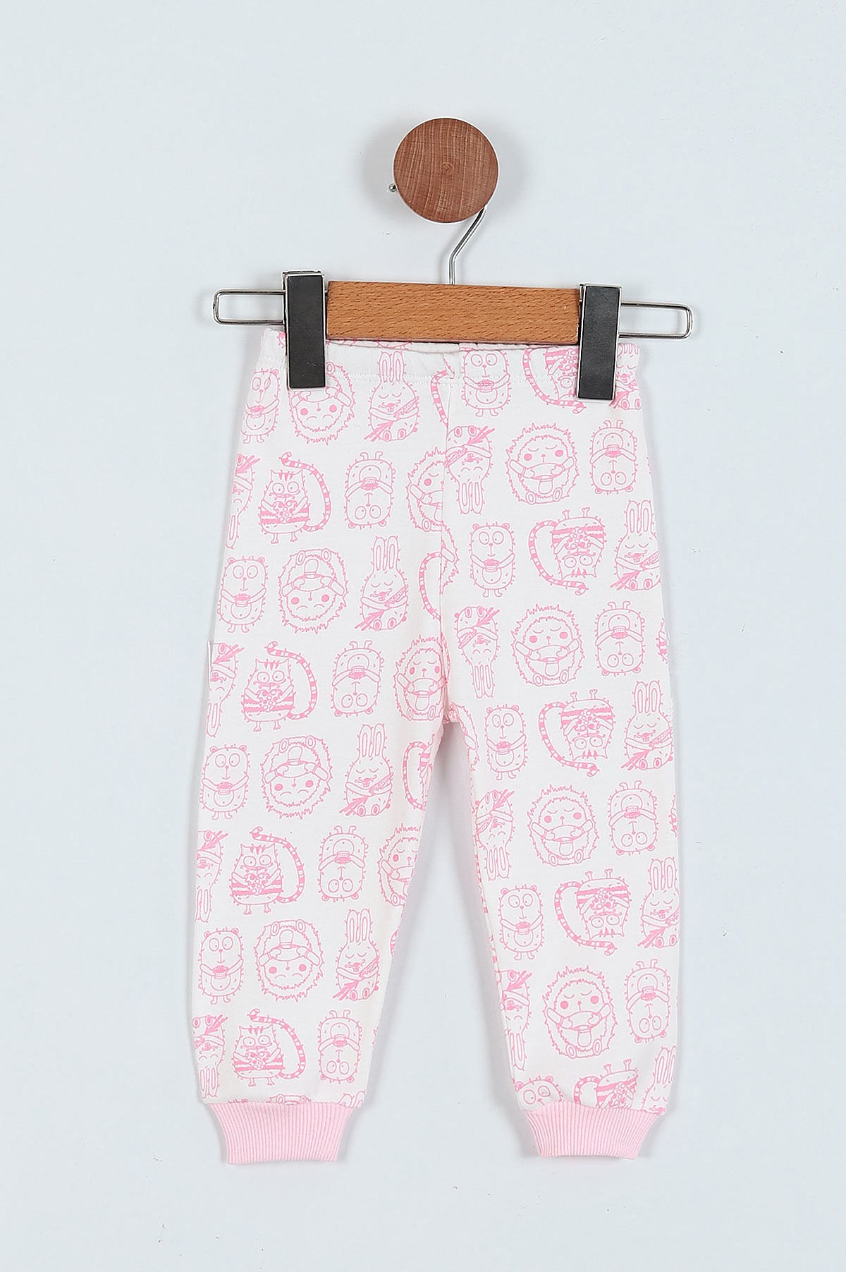 Pembe (1-3 Yaş) Tavşan Baskılı Kız Çocuk Pijama Takım 219642