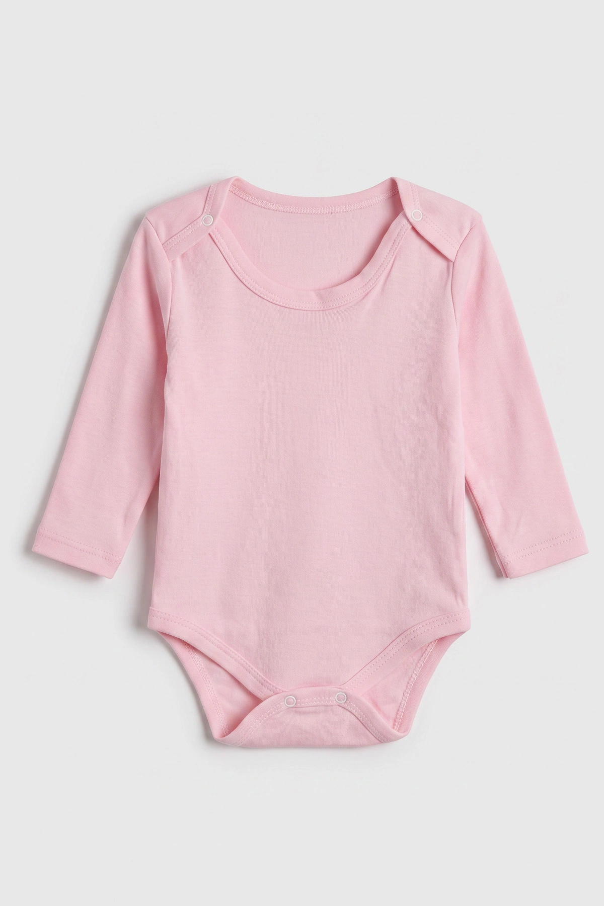Pembe (1-3 Yaş)  Uzun Kollu  Düz Bebek & Çocuk Çıtçıtlı Badi 480305