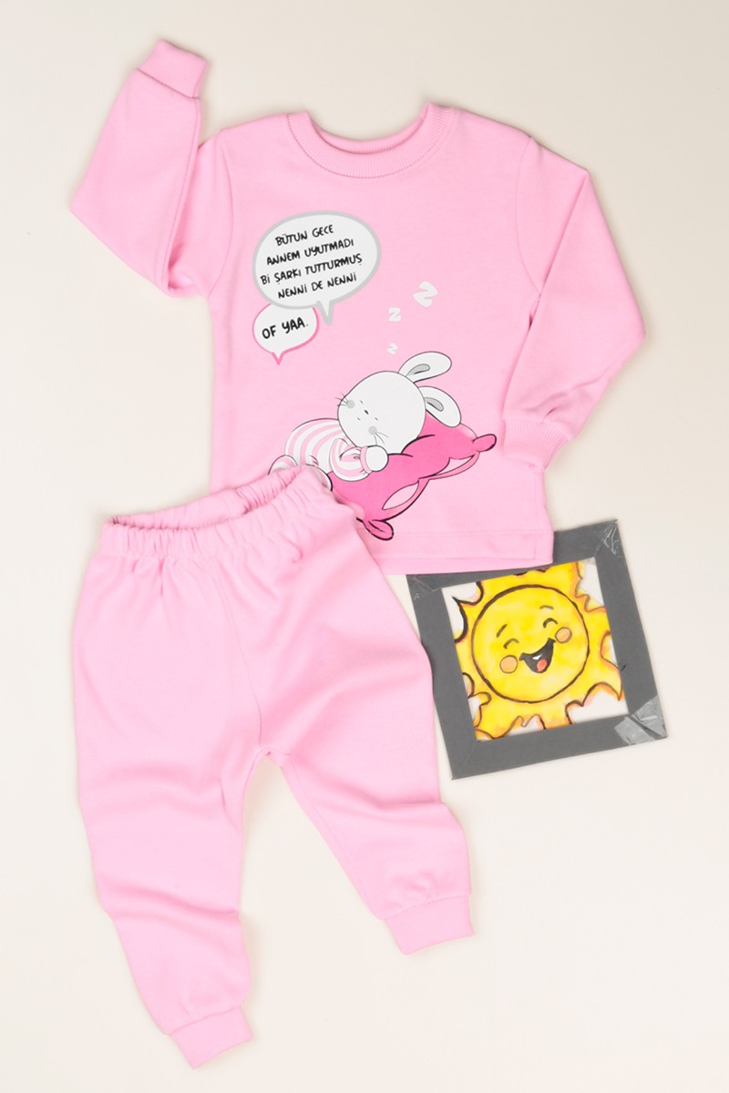 Pembe (1-3 Yaş) Yazılı Kız Çocuk Pijama Takımı 82753