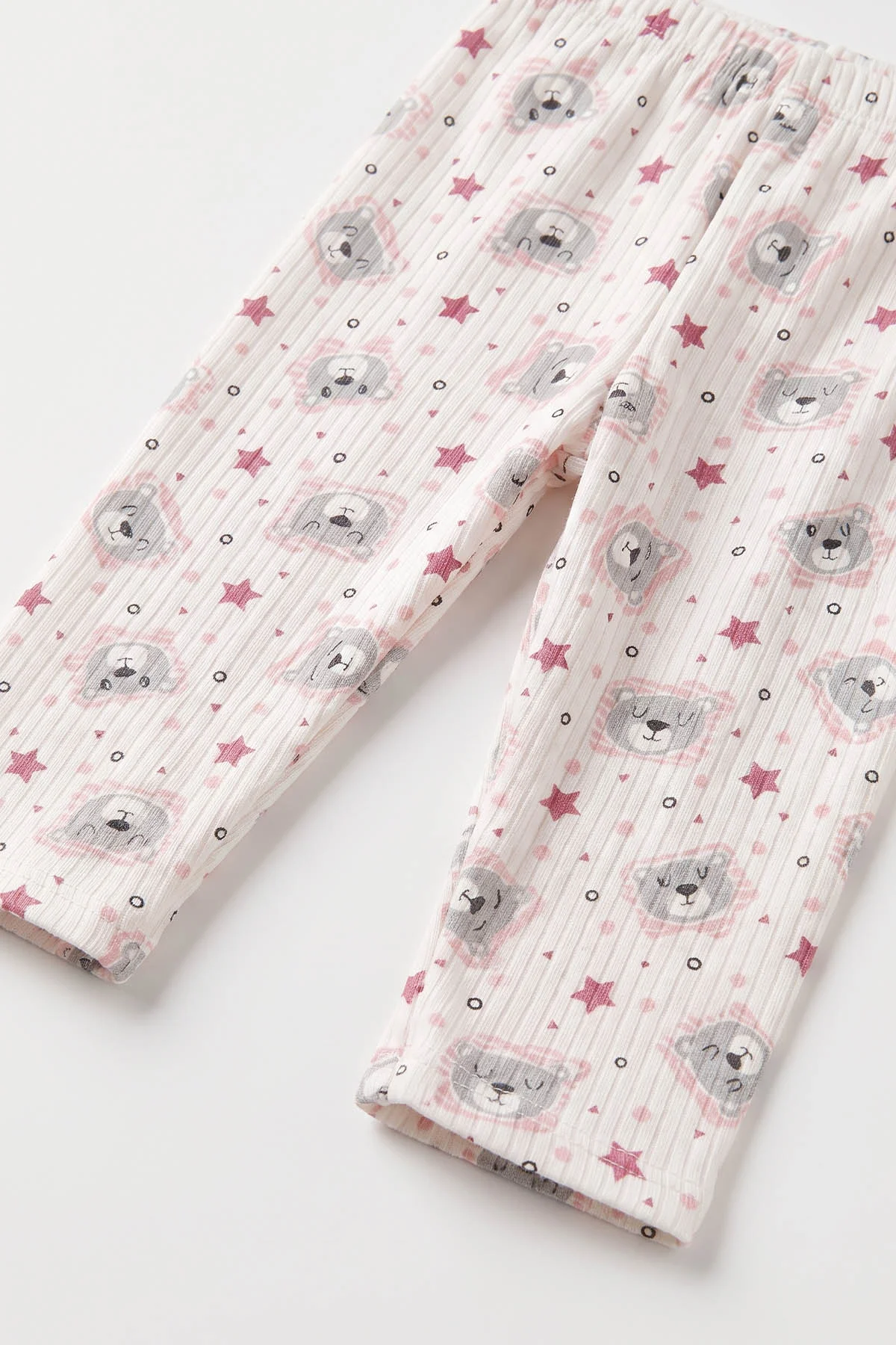 Pembe (1-3 Yaş)Ayıcık Desenli Çocuk Raporlu Pijama Takımı 477379