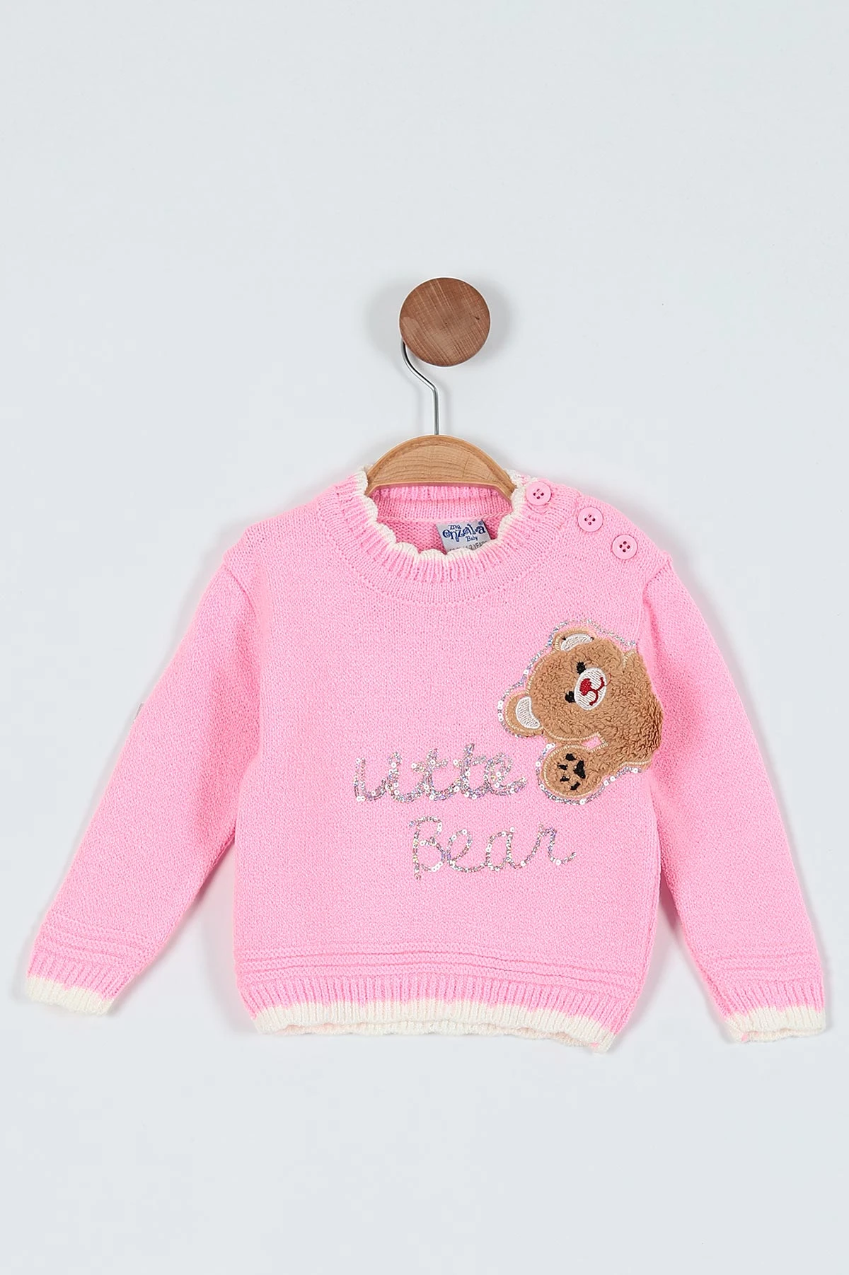 Pembe (1-4 Yaş) Ayıcık Nakışlı Kız Çocuk Kazak 235866