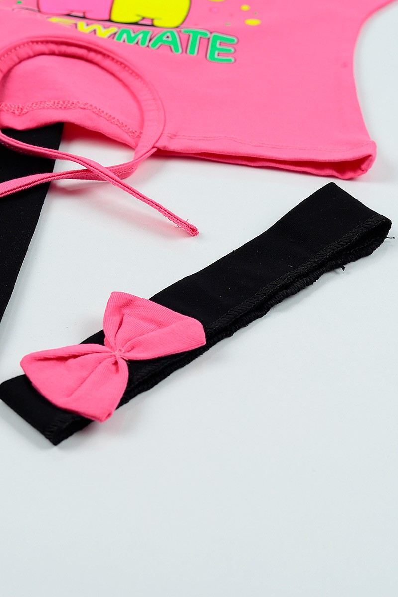 Pembe (1-4 yaş) Baskılı Bel Bağlamalı Kız Çocuk Takım 102837
