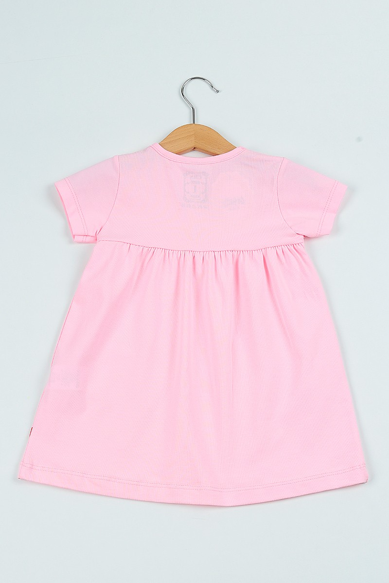 Pembe (1-4 yaş) Baskılı Cepli Kız Çocuk Elbise 103709