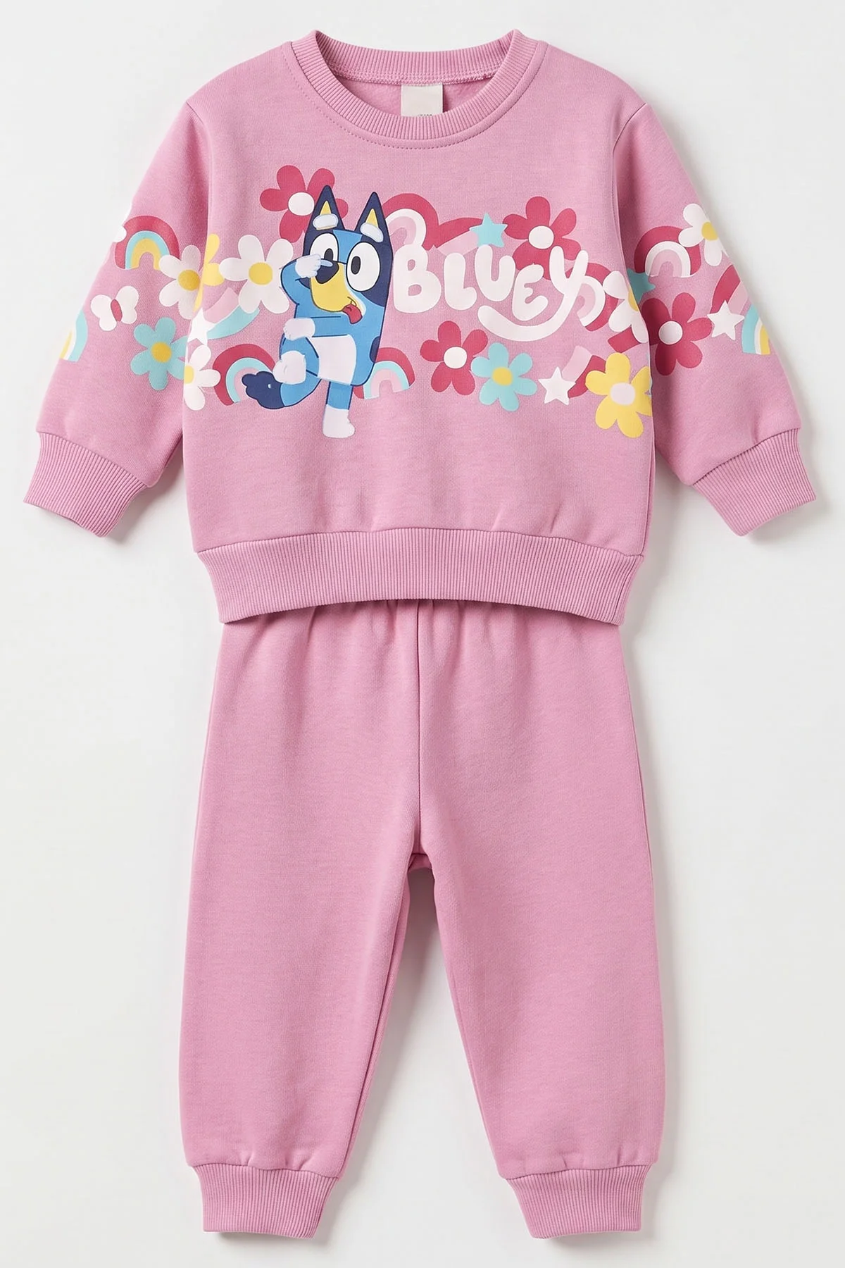 Pembe (1-4 Yaş) Çiçek Baskılı 3 İp Şardonlu Kız Bebek&Çocuk Kışlık Takım 494937
