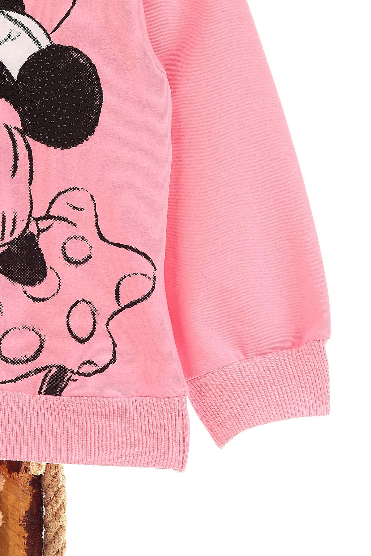 Pembe (1-4 Yaş) Çiçekli Fare Baskılı Kız Bebek Sweat 155275