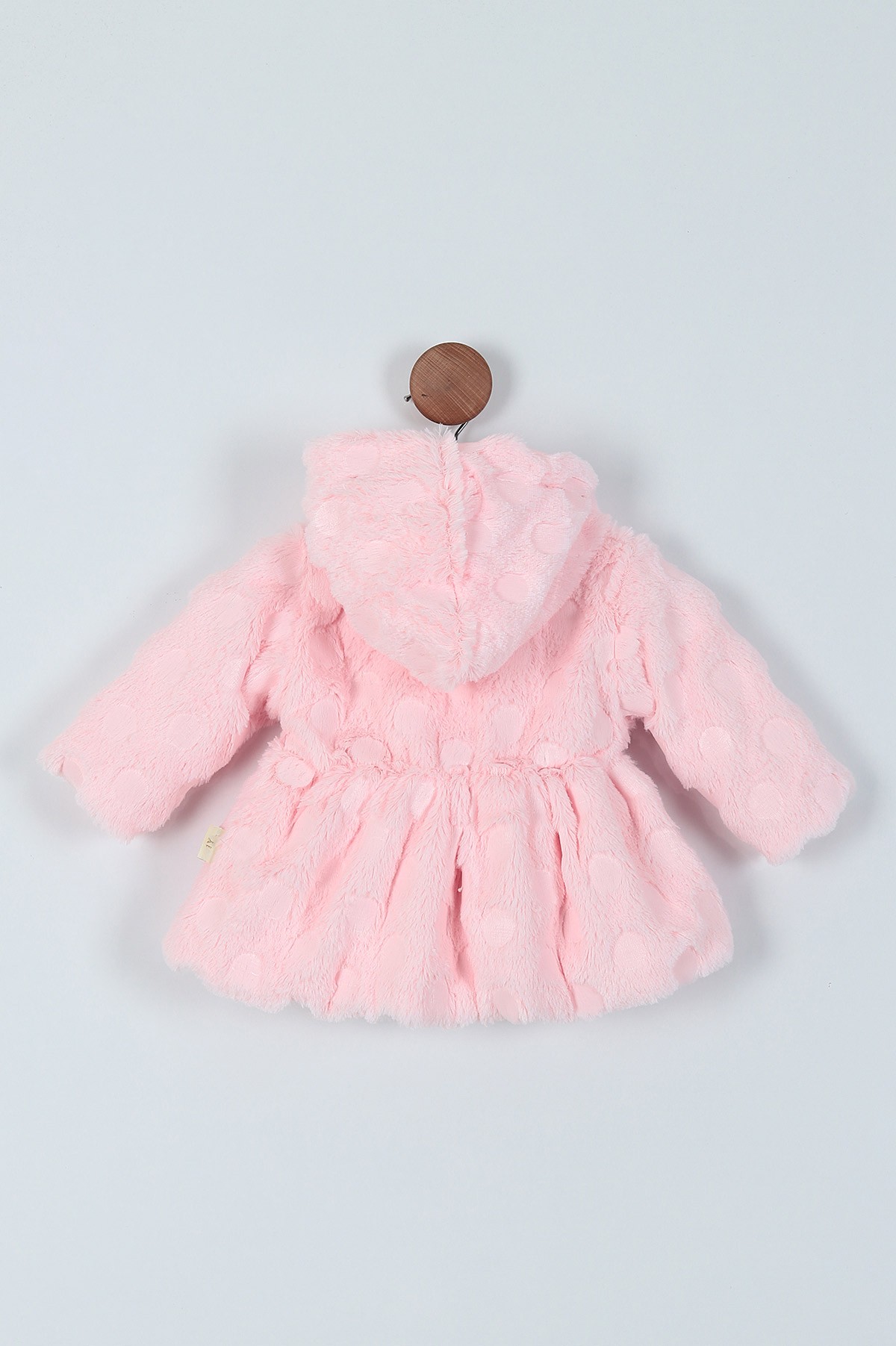 Pembe (1-4 Yaş) Fiyonk Peluş Motifli Düğmeli İçi Kürklü Mont 216849