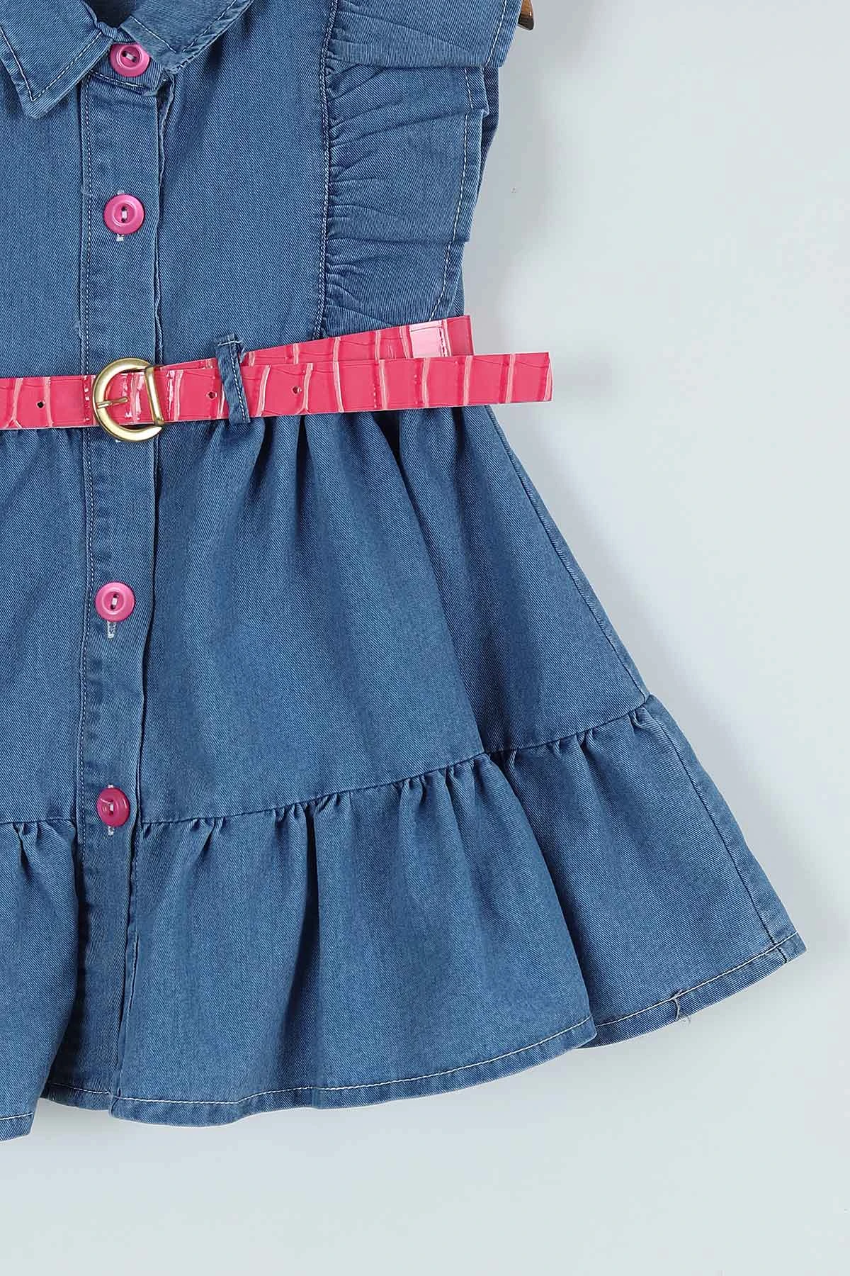 Pembe (1-4 Yaş) Leopar Desenli Çanta Kemerli Kız Çocuk Elbise 268260
