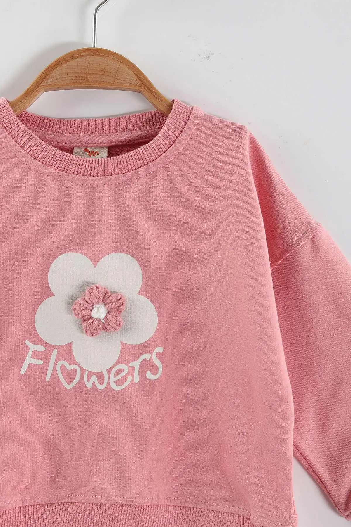 Pembe (1-4 Yaş)Çiçek Motifli Kız Çocuk Sweatshirt 432891