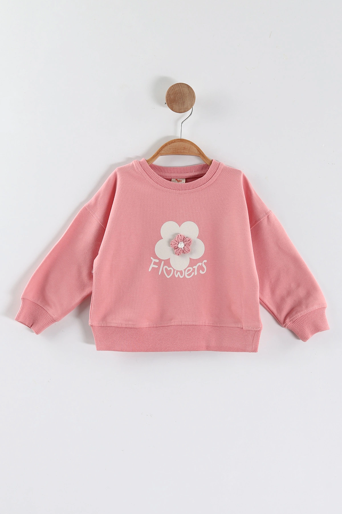 Pembe (1-4 Yaş)Çiçek Motifli Kız Çocuk Sweatshirt 432891