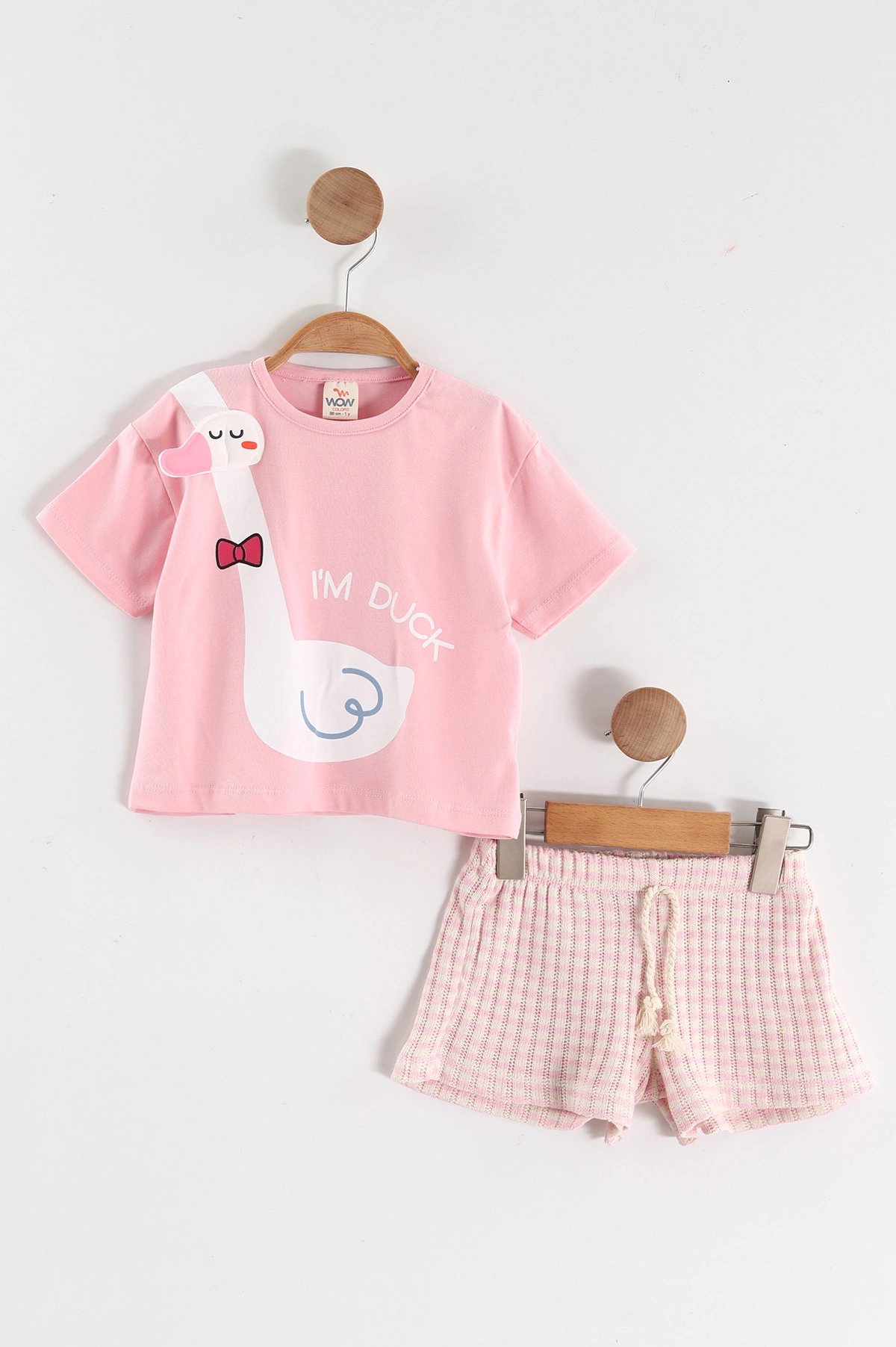 Pembe (1-4 Yaş)Duck Baskılı Şortlu Kız Çocuk Takım 464266