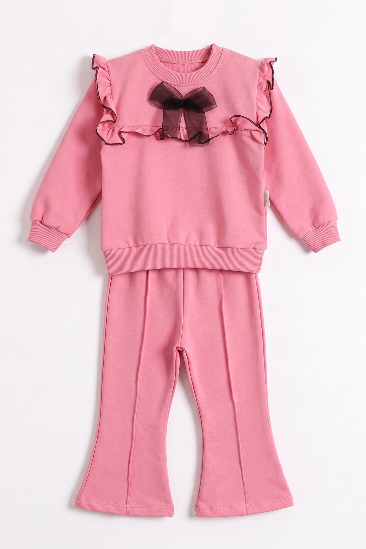 Pembe (1-4 Yaş)Fırfırlı Fiyonklu İspanyol Çimalı Kız Çocuk Takım 476622