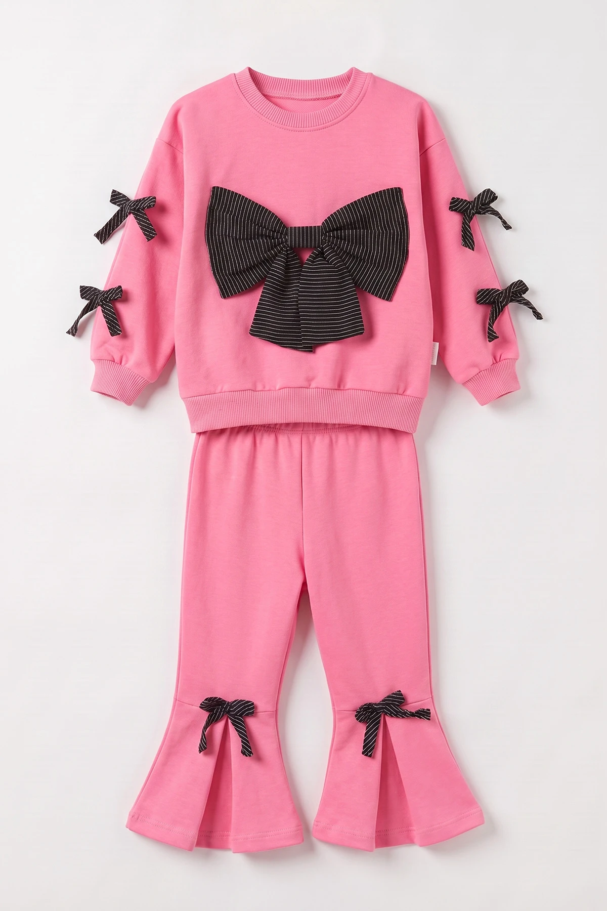 Pembe (1-4 Yaş)Önü Ve Kolları Fiyonklu Altı İspanyol Kız Çocuk Takım 476665