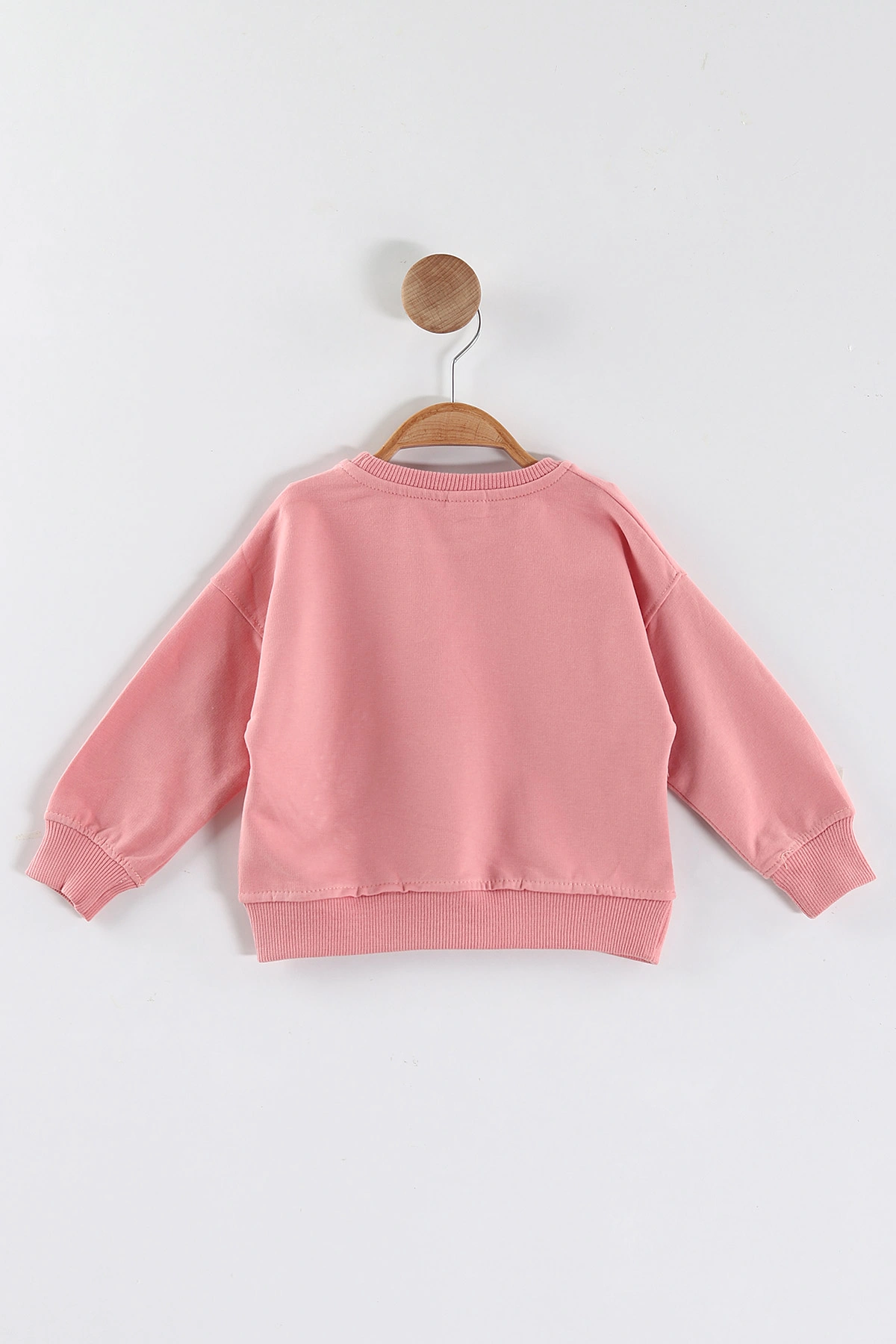 Pembe (1-4 Yaş)Tavşan Baskılı  Taşlı Kız Çocuk Sweatshirt 432955