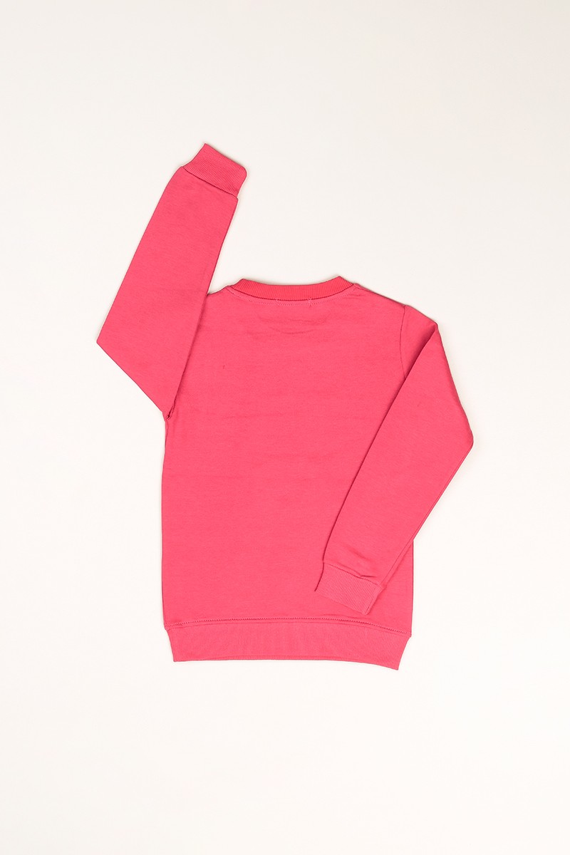 Pembe (1-4Yaş)Baskılı İçi Şardonlu Kız Çocuk Sweat 82143