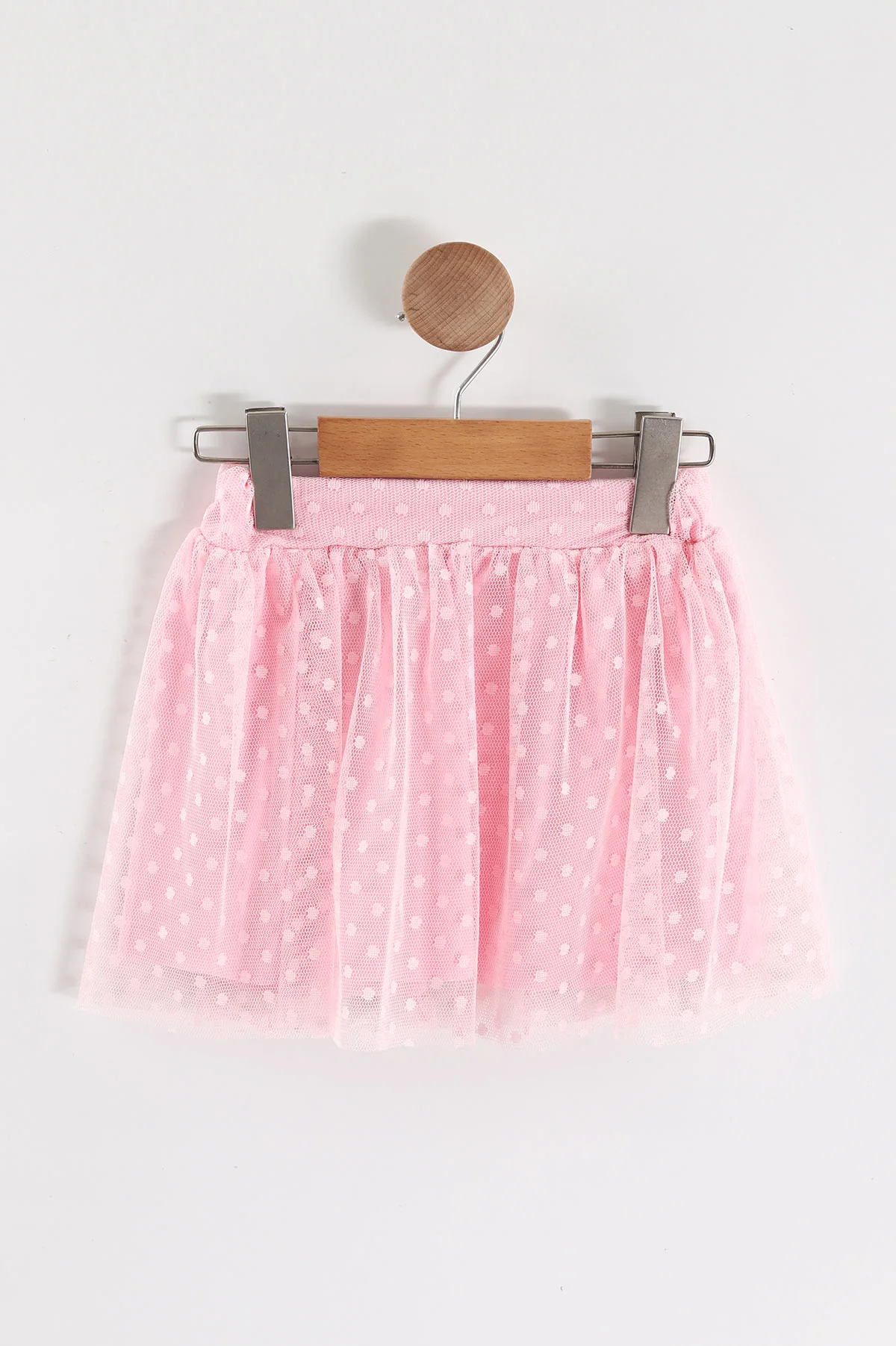 Pembe (1-5 Yaş) Çiçek Aplikeli Tişörtlü Tüllü Etekli Kız Çocuk Yazlık Takım 461296