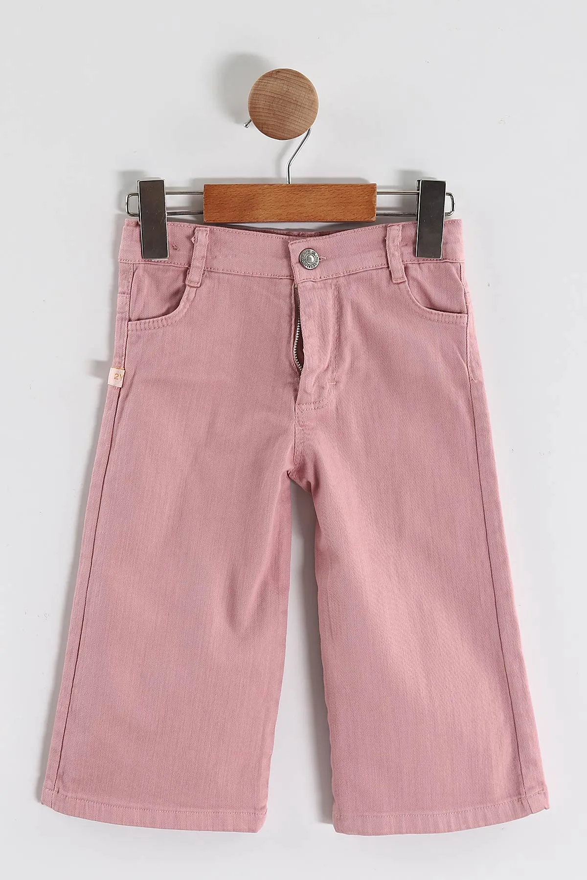 Pembe (1-5 Yaş) Fırfır Yaka   Müslin Gömlekli Peluş Fiyonklu Yelekli Kız Çocuk 3'lü Takım 444208
