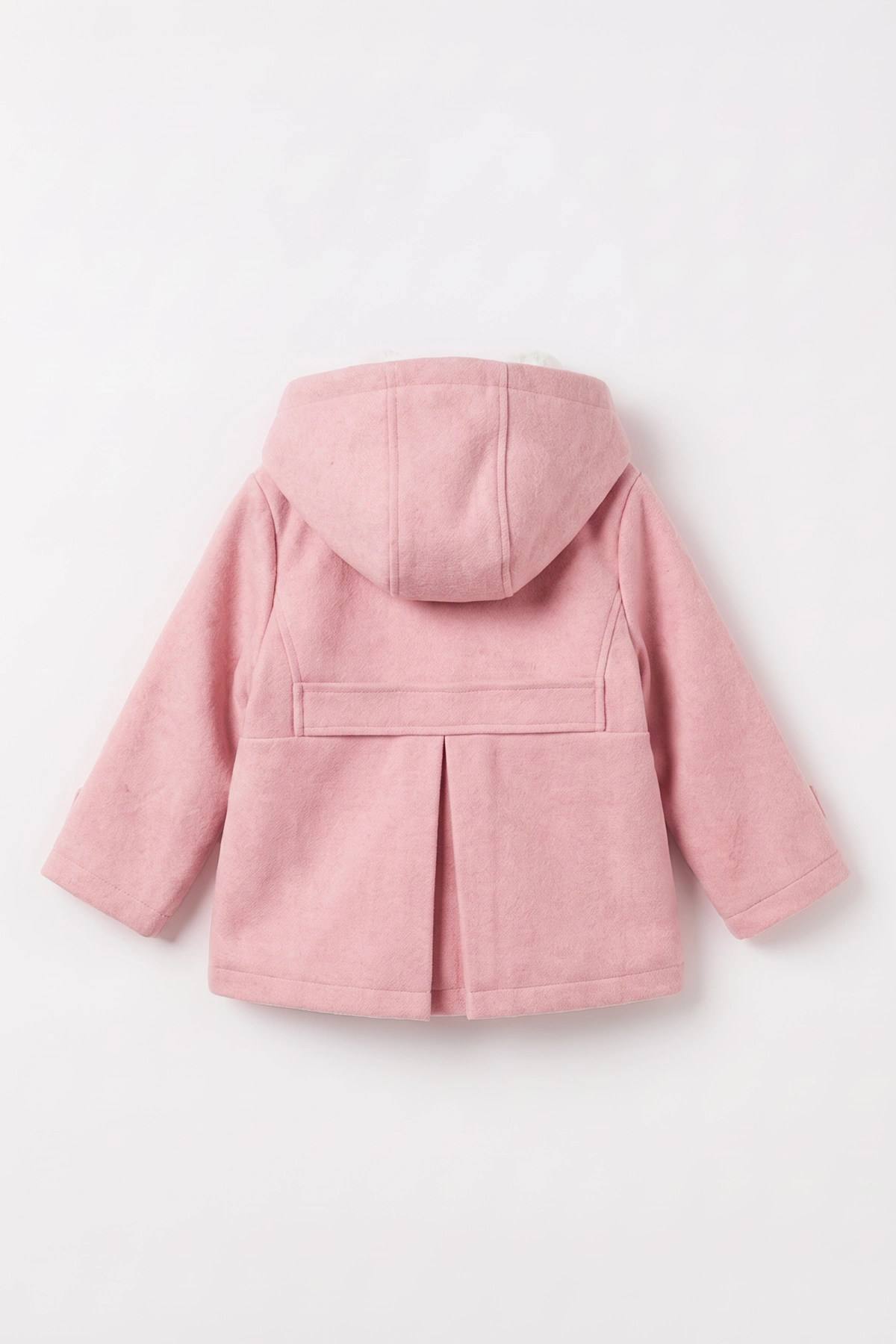 Pembe (1-5 Yaş) Fleto Cepli Kapüşonlu Kaşe Kız Bebek&Çocuk Mont 498787