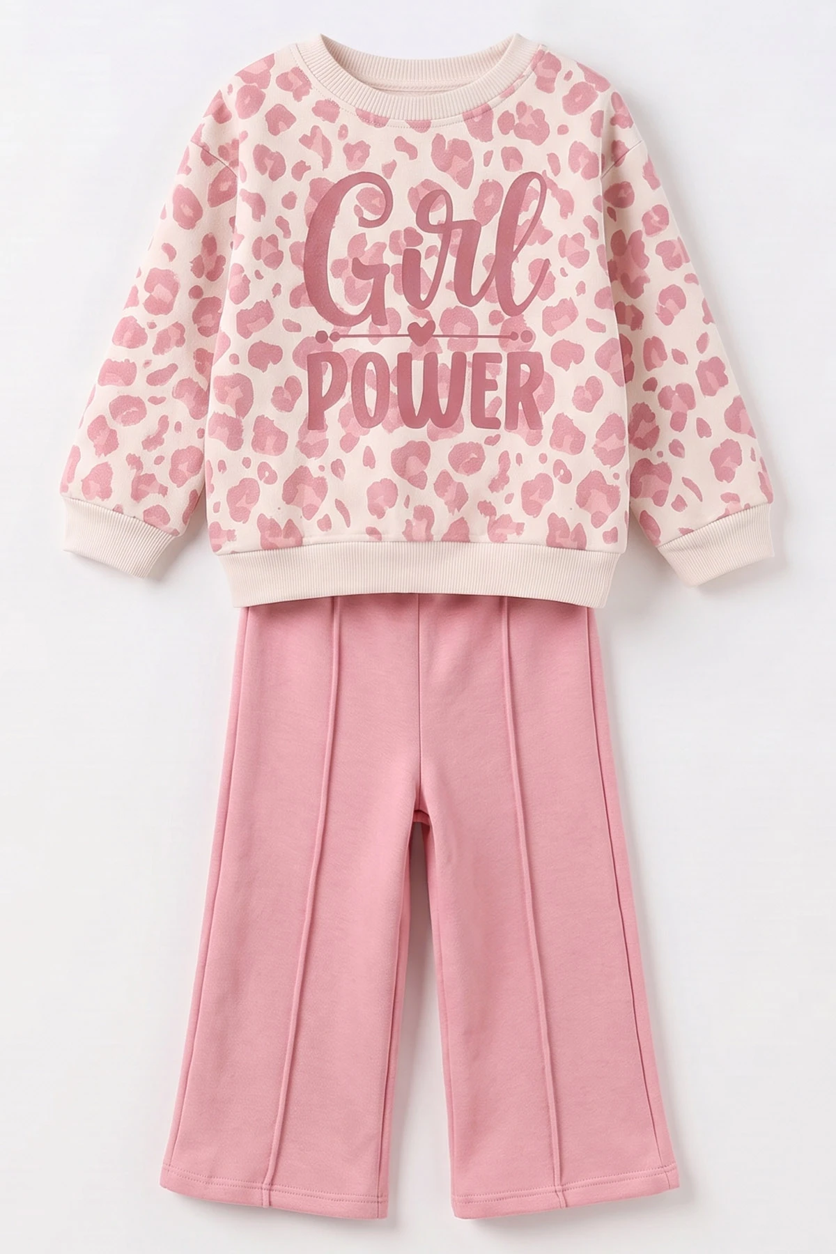 Pembe (1-5 Yaş) Girl Power Baskılı Alt Çimalı İçi Şardonlu Kız Çocuk Kışlık Takım 493962