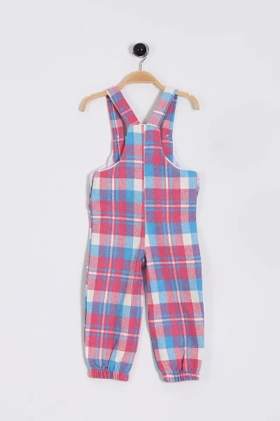 Pembe (1-5 Yaş) Oyuncaklı Ekose Cep detaylı Kız Çocuk Salopet 234413