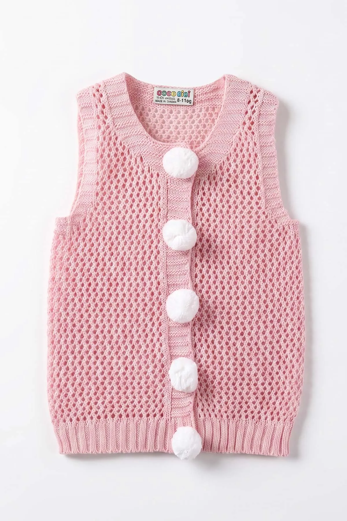 Pembe (1-5 Yaş) Ponpon Ajurlu Kız Çocuk Yelek 474180