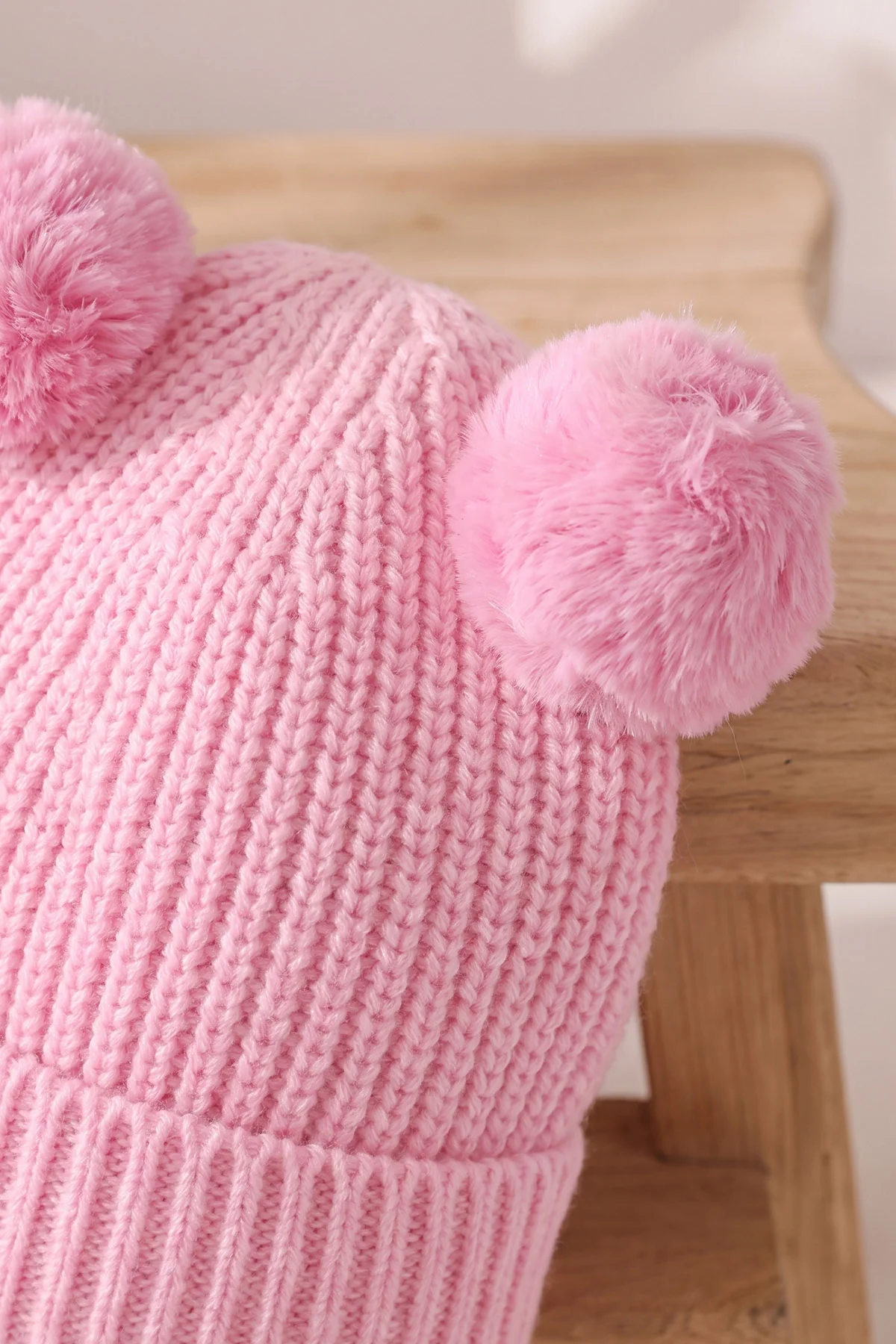 Pembe (1-5 Yaş) Ponponlu Kız  Çocuk Atkı Bere Takım 475067