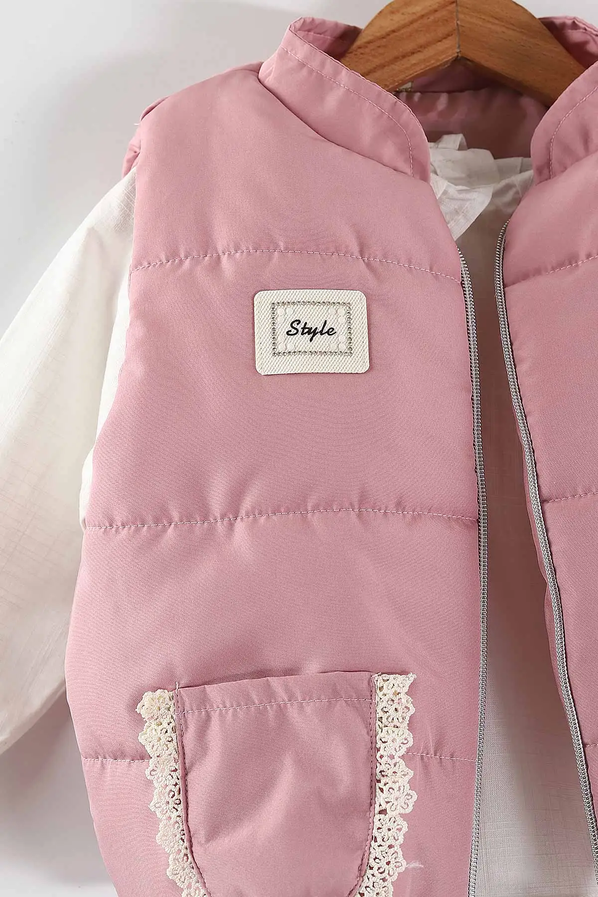 Pembe (1-5 Yaş) Şişme Cep Detaylı Kot Pantolonlu Kız Çocuk 3'lü Takım 442772