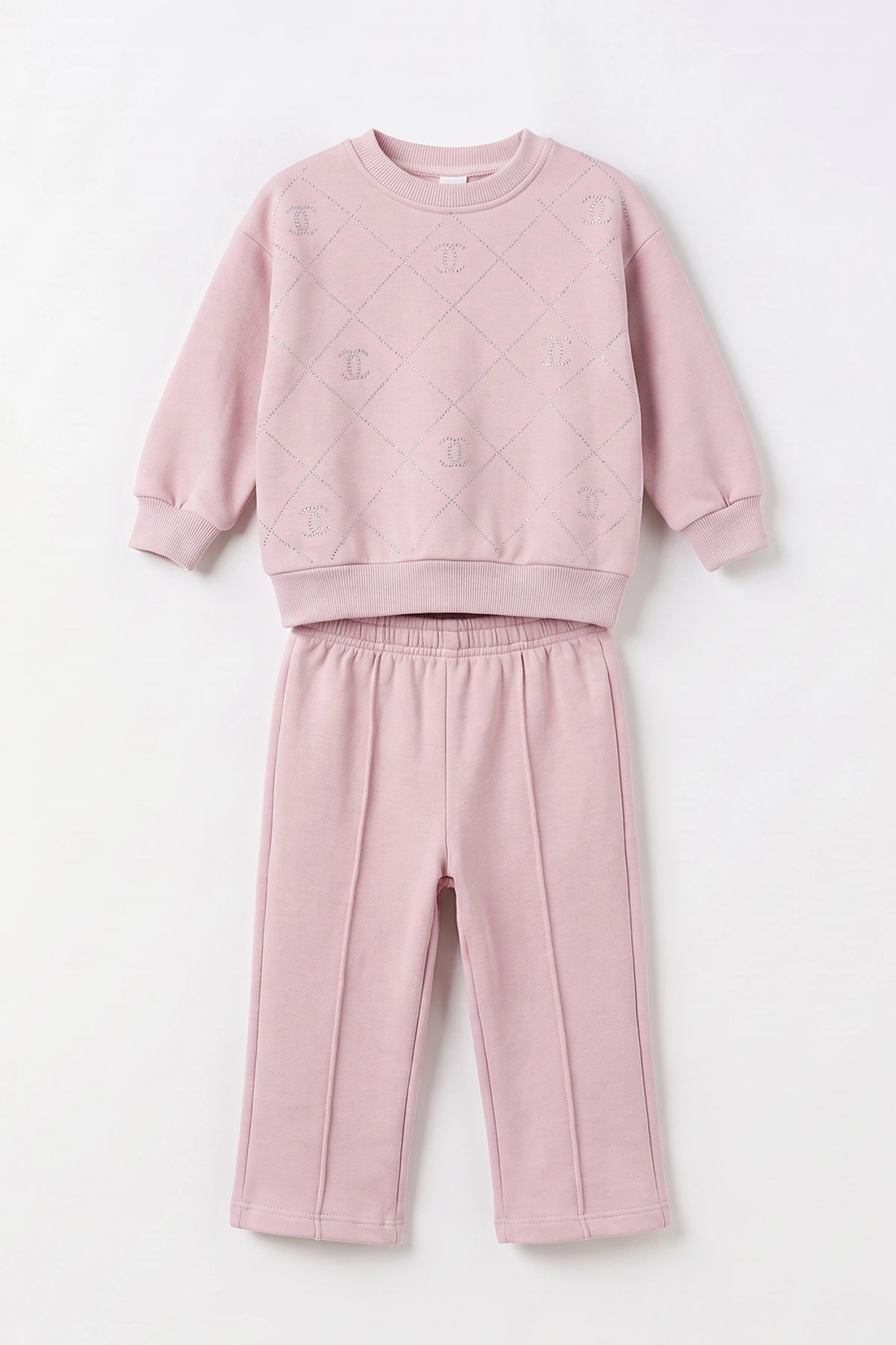 Pembe (1-5 Yaş) Taş Baskılı Alt Çimalı 3 İp Şardonlu Kız Çocuk Kışlık Takım 499009