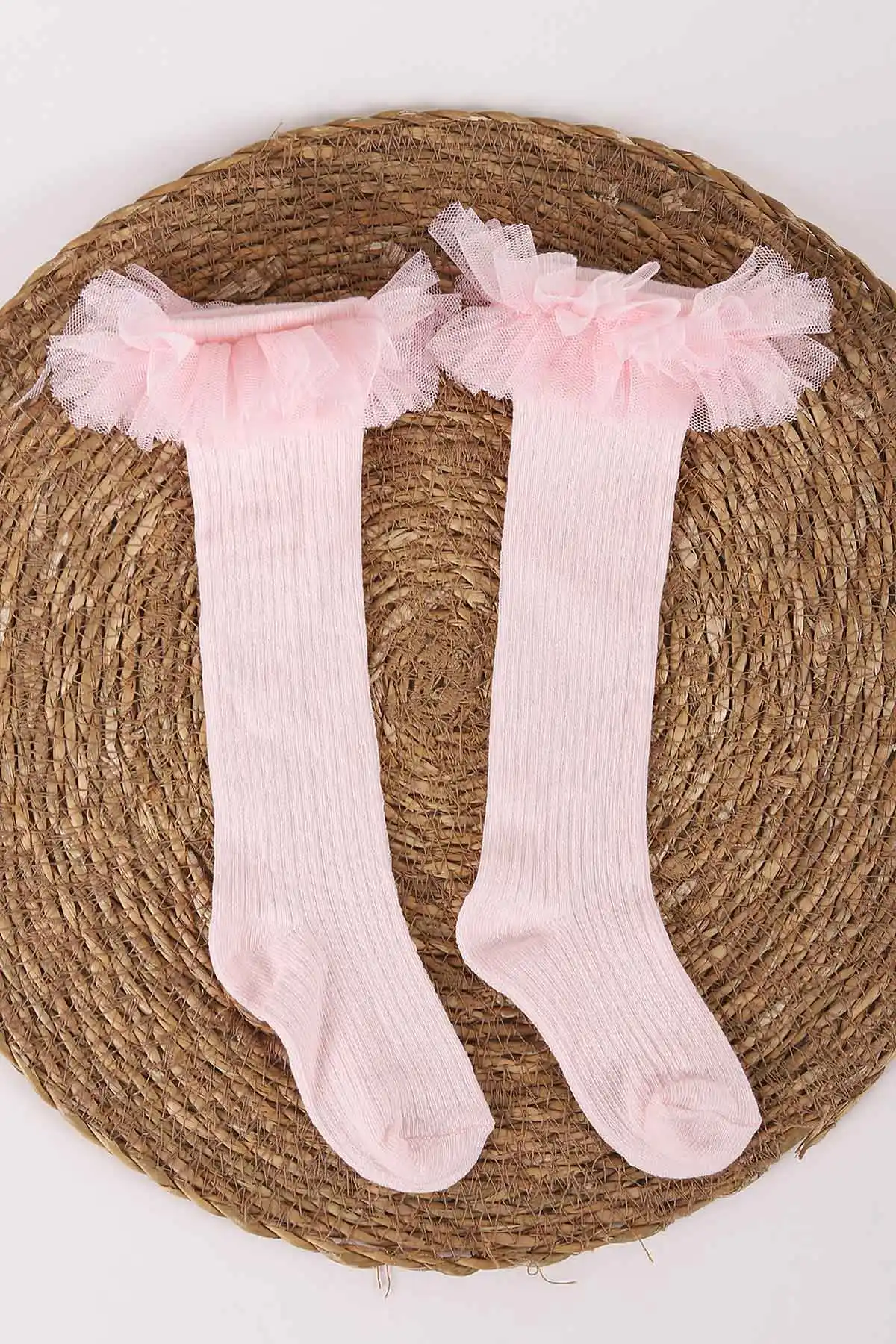 Pembe (1-6 Yaş )Tütülü Diz Altı Kız Bebek&Çocuk Çorap 454538