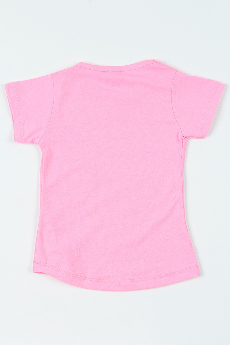 Pembe (1-6 yaş) Uzaylı At Baskılı Kız Çocuk Tişört 108417