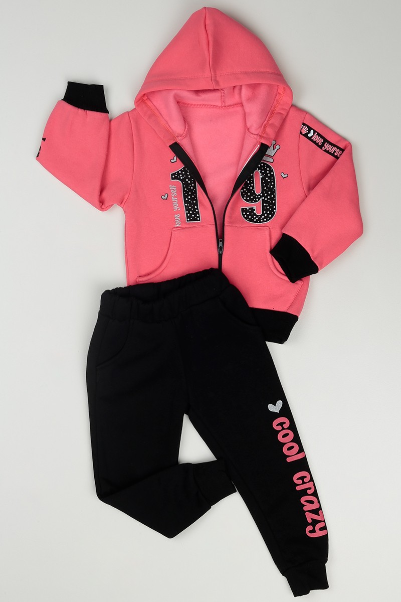 Pembe (1-8 Yaş) 19 Baskılı İçi Şardonlu Kız Çocuk Takım 86145