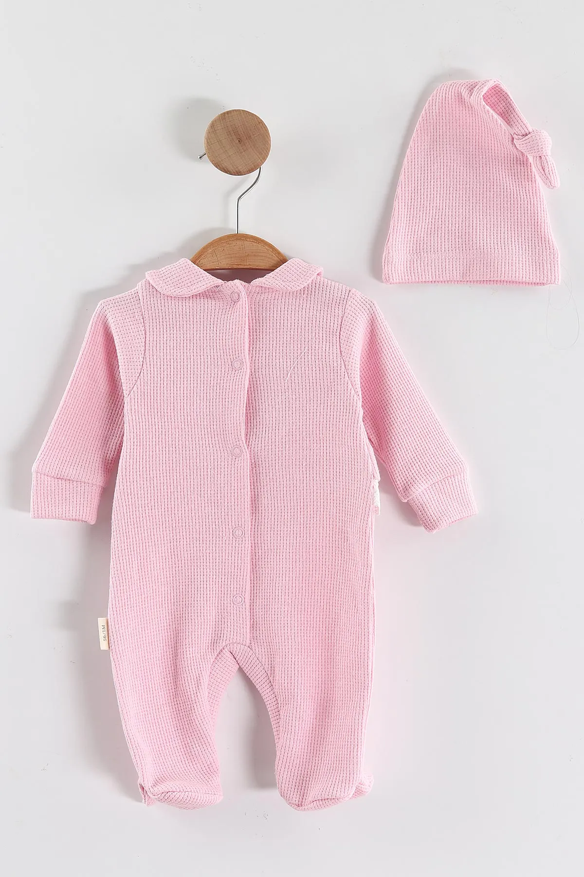 Pembe (1-9 Ay)Çiçek Nakışlı Fisto Detaylı Patikli Kız Bebek Tulum 434934