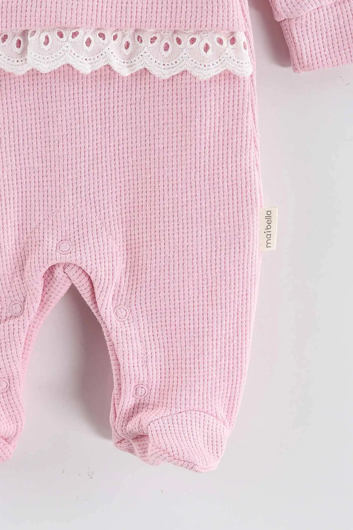 Pembe (1-9 Ay)Çiçek Nakışlı Fisto Detaylı Patikli Kız Bebek Tulum 434934