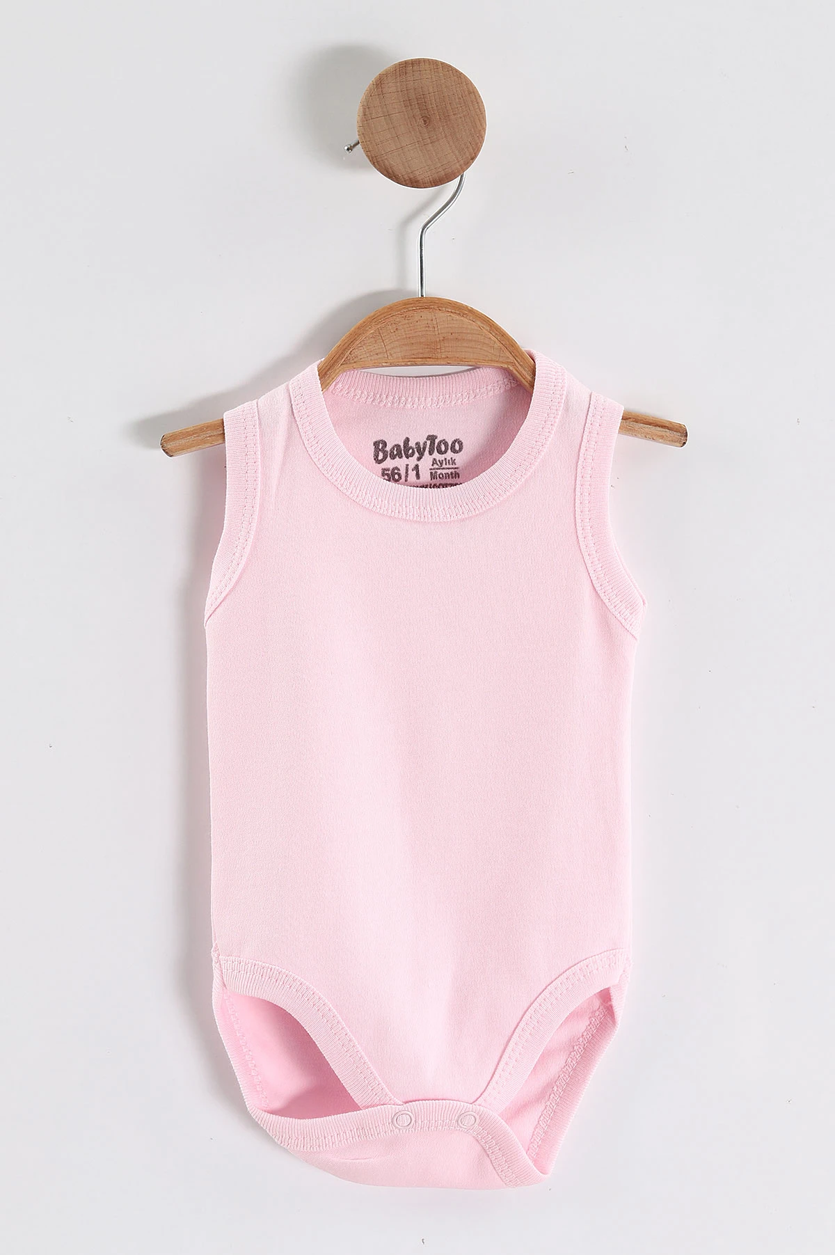 Pembe (1-9 Ay)Sıfır Kol Düz Kız Bebek Çıtçıtlı Badi 458467
