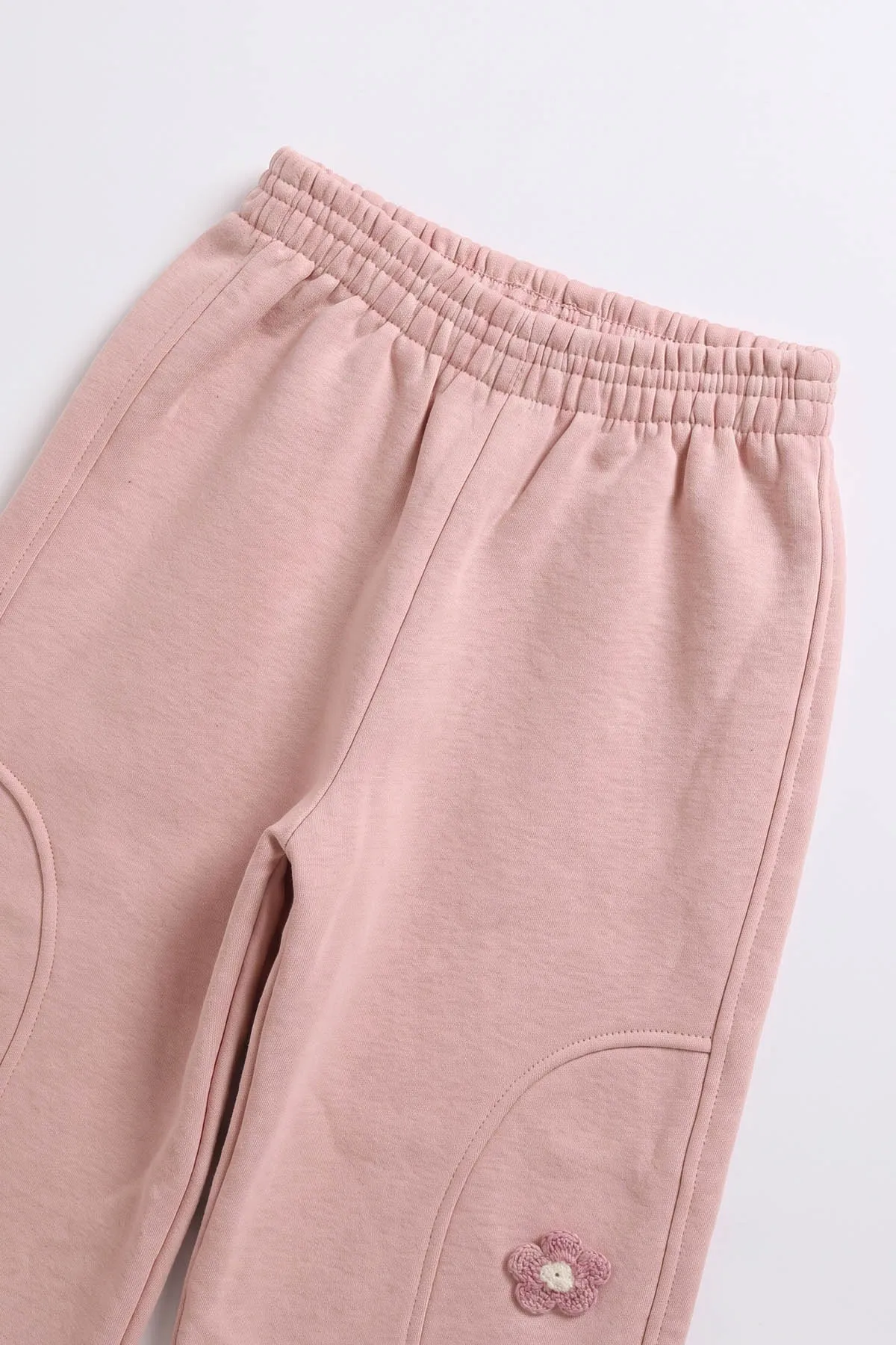 Pembe (1-9 Yaş) Çiçek Nakışlı Kapüşonlu  3 İp Şardonlu Kız Çocuk Kışlık Takım 482824