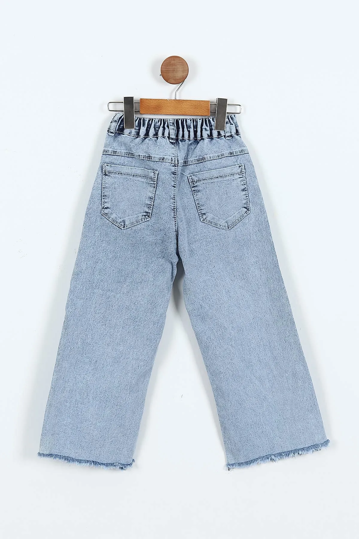 Pembe (1-9 Yaş) Fiyonk Baskılı Sweatli Kot Pantolonlu Kız Çocuk 2'li Tkaım 410315