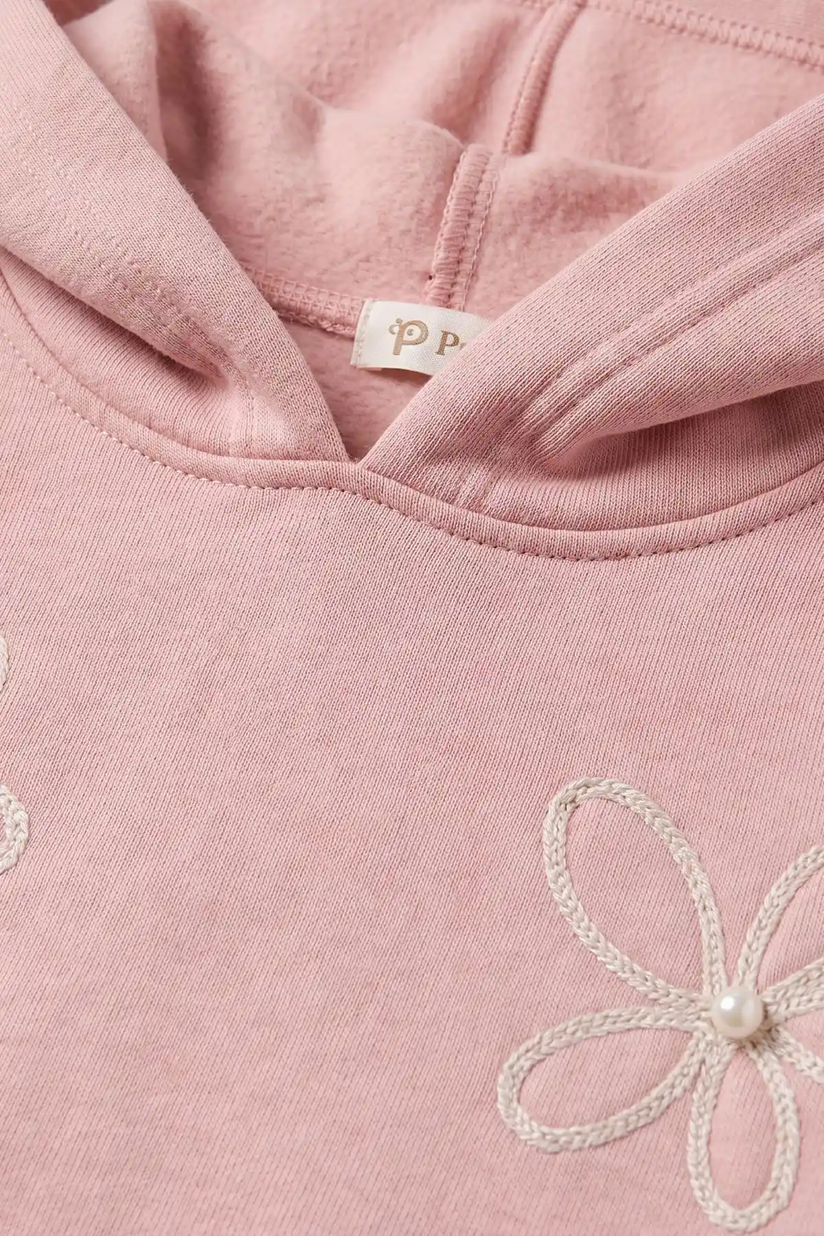 Pembe (1-9 Yaş) İncili Nakışlı Kapüşonlu  3 İp Şardonlu Kız Çocuk Kışlık Takım 482830