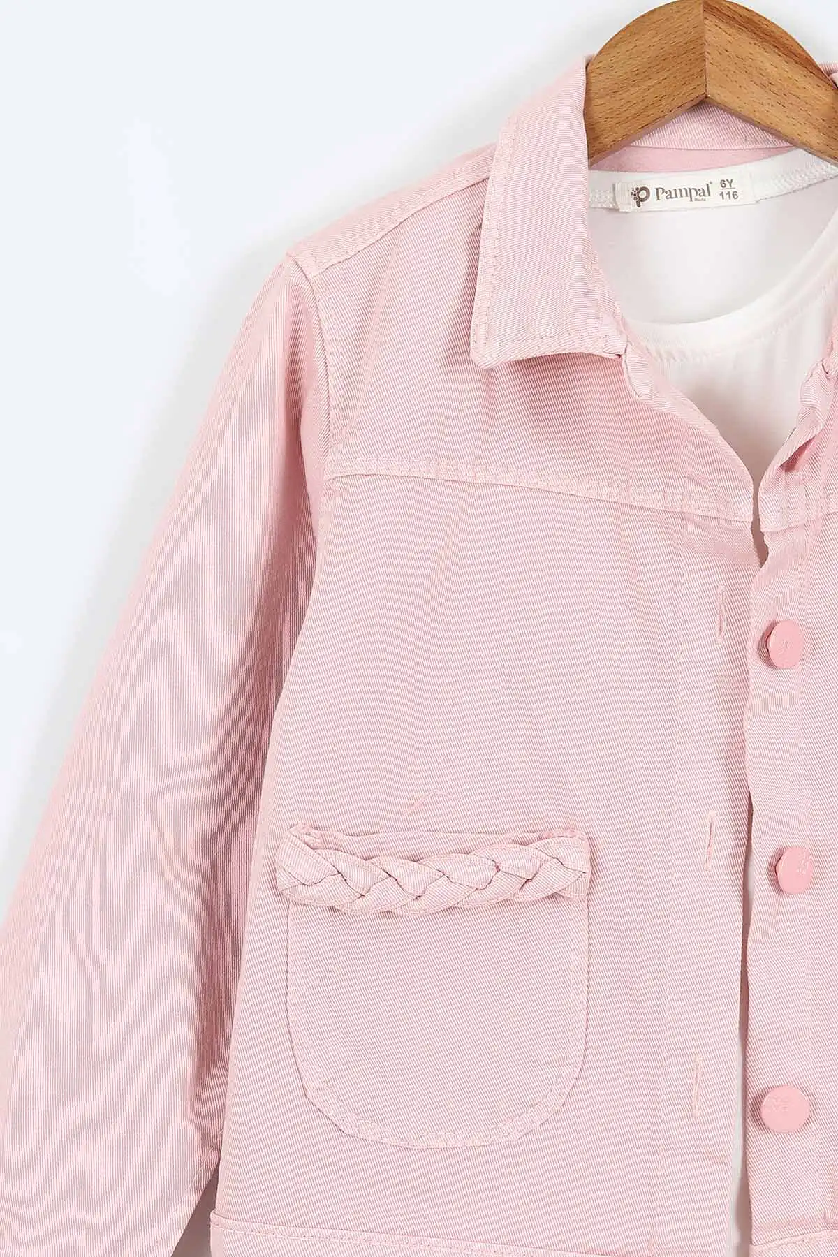 Pembe (1-9 Yaş)Happy Baskılı Tişörtlü Gabardin Pantolon ve Ceketli    Kız Çocuk 3'lü Takım 413514