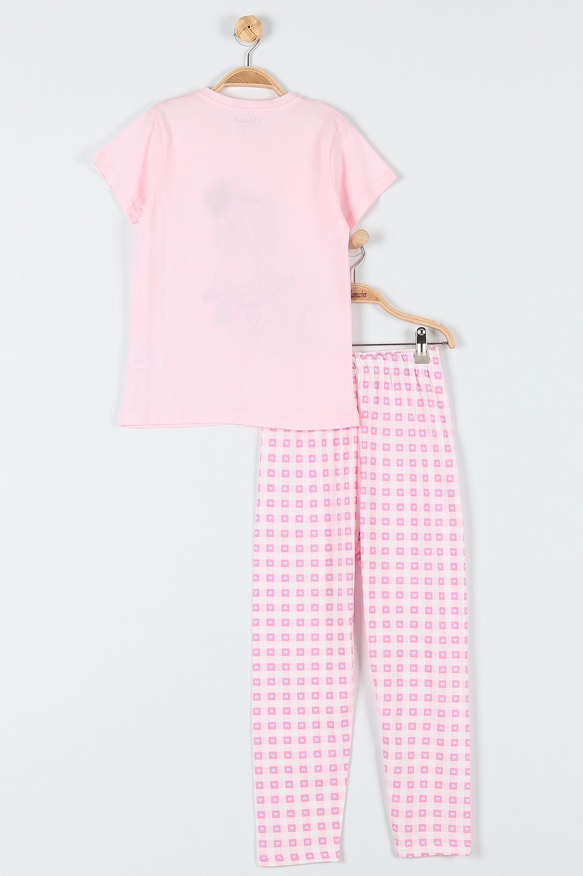 Pembe (10-12 Yaş) Kalp Motor Baskılı KIz Çocuk Pijama Takımı 182054