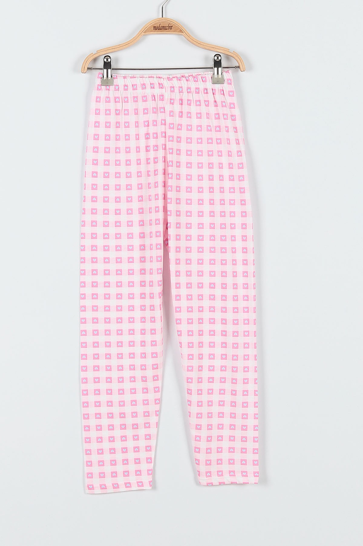Pembe (10-12 Yaş) Kalp Motor Baskılı KIz Çocuk Pijama Takımı 182054
