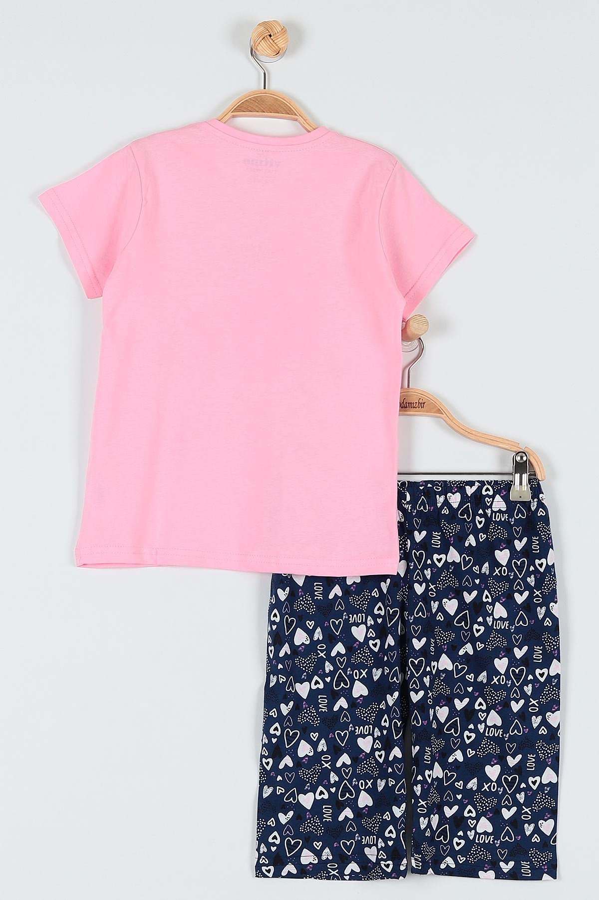 Pembe (10-12 Yaş) Pink Baskılı Kaprili KIz Çocuk Pijama Takımı 182029