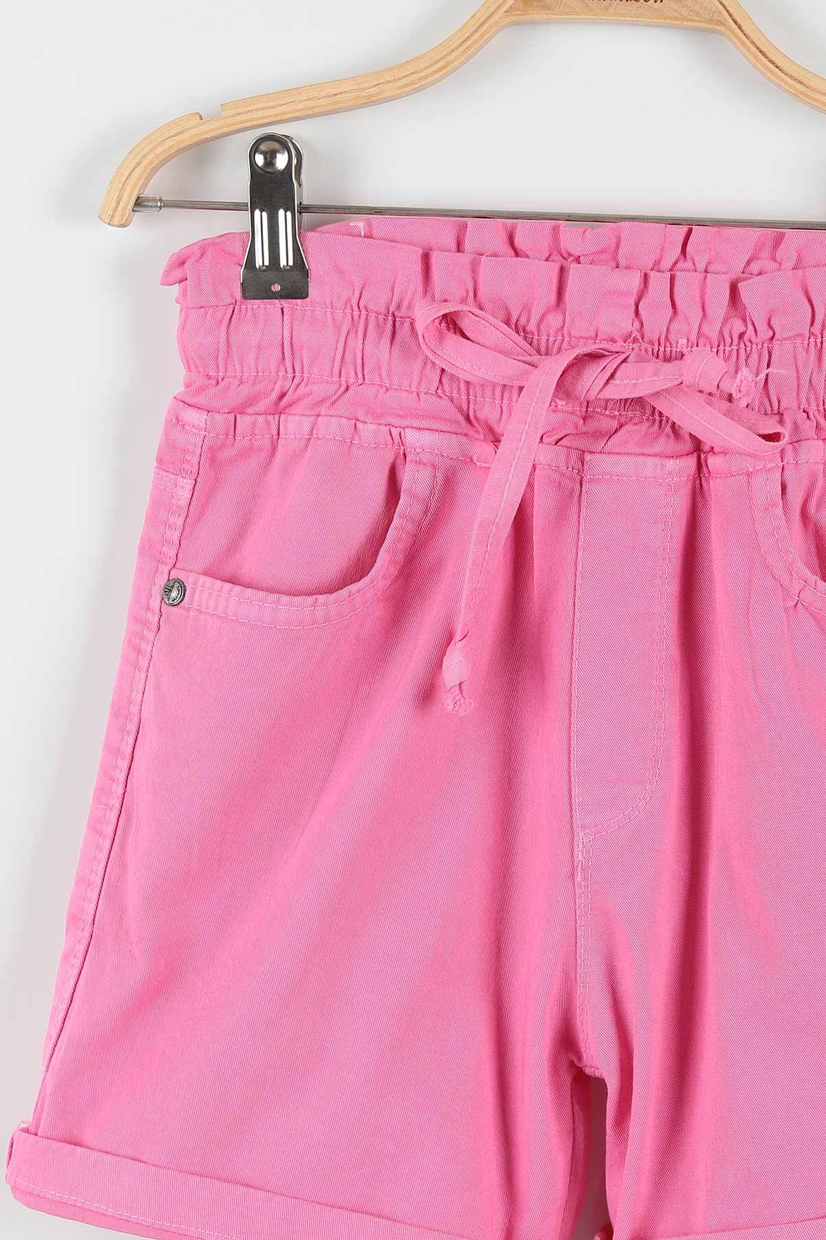 Pembe (10-14 Yaş) Belden Bağlamalı Cep Detaylı Kız Çocuk Şort 176129