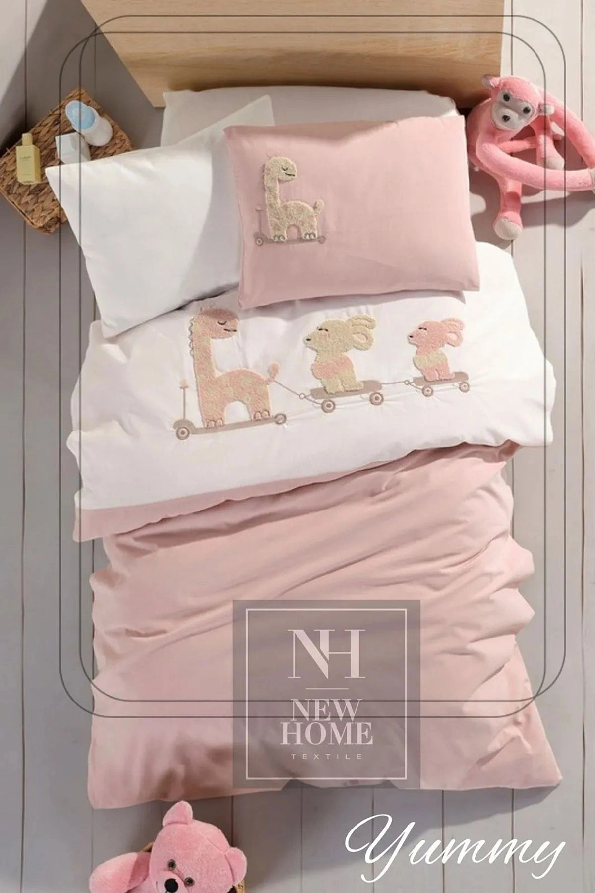 Pembe 100x150 Cm New Home Nakışlı Bebek Nevresim Takımı 455773