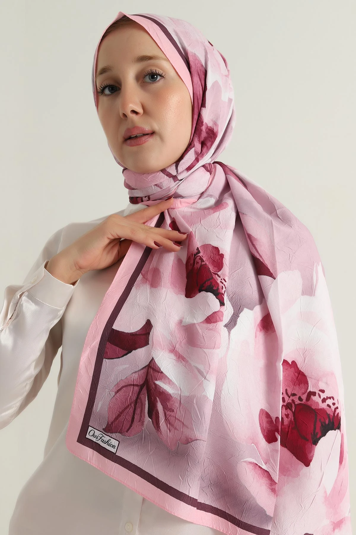 Pembe 180x75 Cm Our Fashion Dijital Baskılı Desenli Bambu Kraş Şal 396750