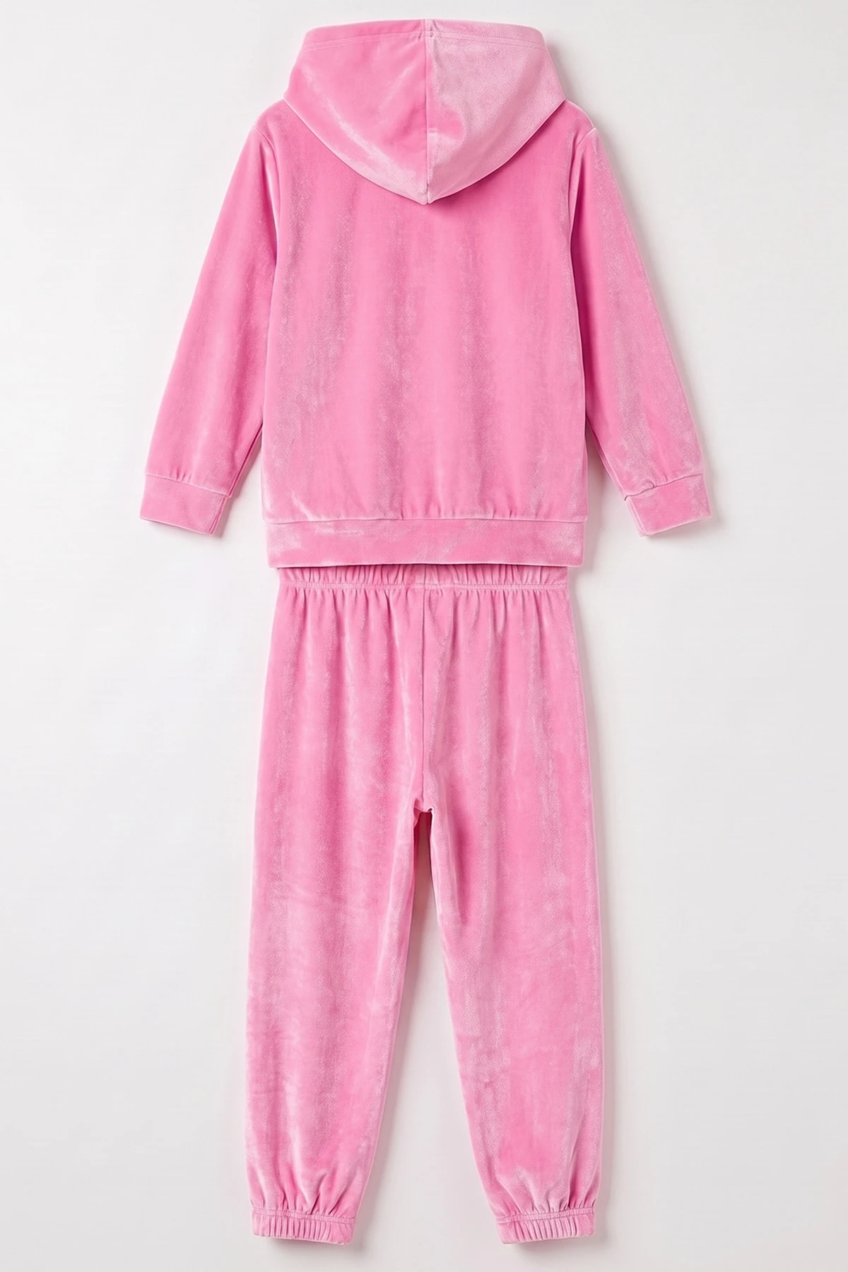 Pembe (2-10 Yaş)  Kapüşonlu Nakışlı  Kadife Kız Çocuk Takım 481262