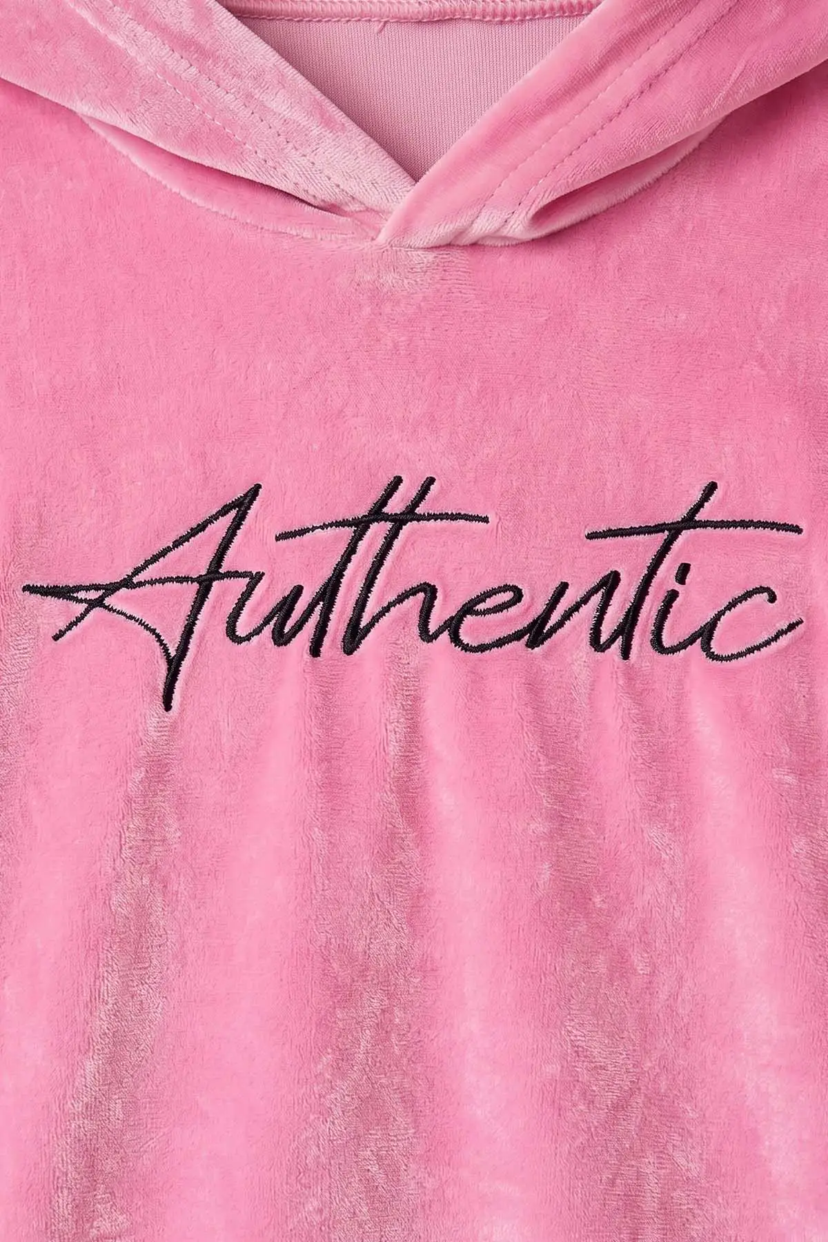 Pembe (2-10 Yaş)  Kapüşonlu Nakışlı  Kadife Kız Çocuk Takım 481262