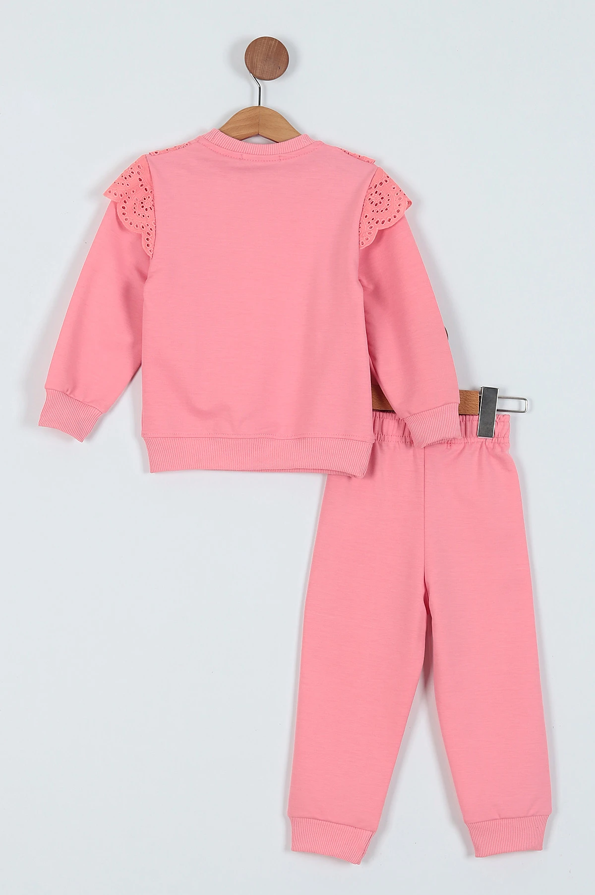 Pembe (2-11 Yaş) Omuz Boydan Jakarlı İki İp Kız Çocuk Takım 229393